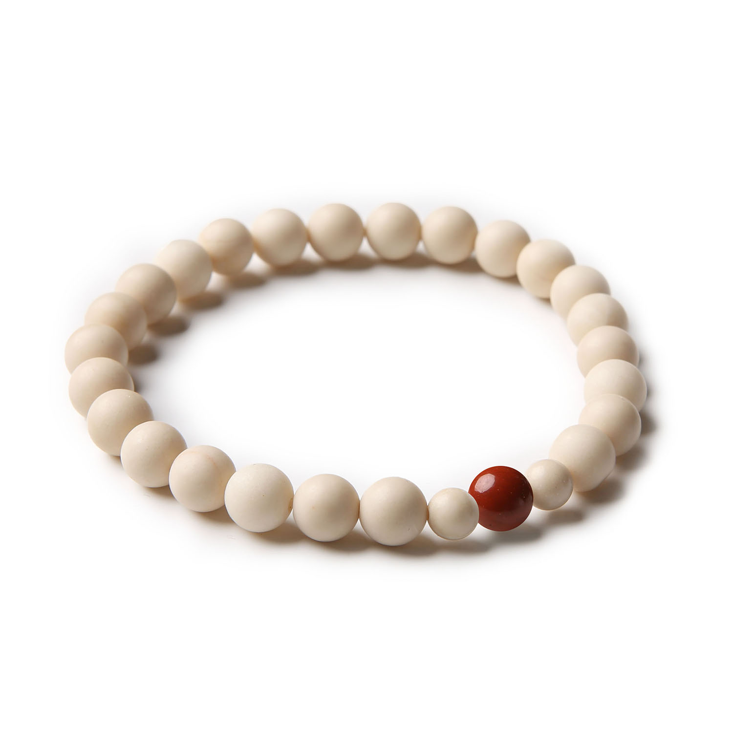 Elegancka bransoletka z kolekcji Binthe, wykonana z jaspisu czerwonego i kamienia rzecznego, odpowiednia dla obu płci.