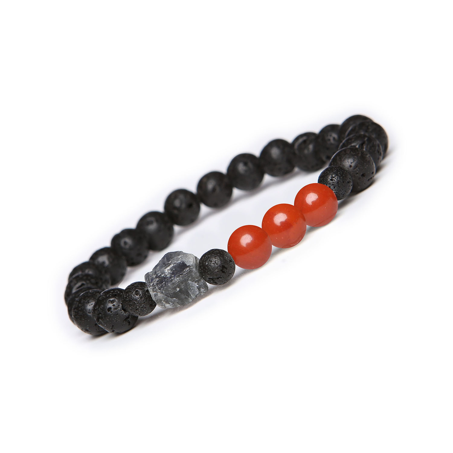 ransoletka Derdr z Jaspisem Czerwonym, Labradorytem i Lawą Wulkaniczną. Naturalne kamienie dla kobiet i mężczyzn Stylowa bransoletka z naturalnych kamieni, w tym czerwonego jaspisu, labradorytu i lawy wulkanicznej, dostępna w kolekcji Derdr.