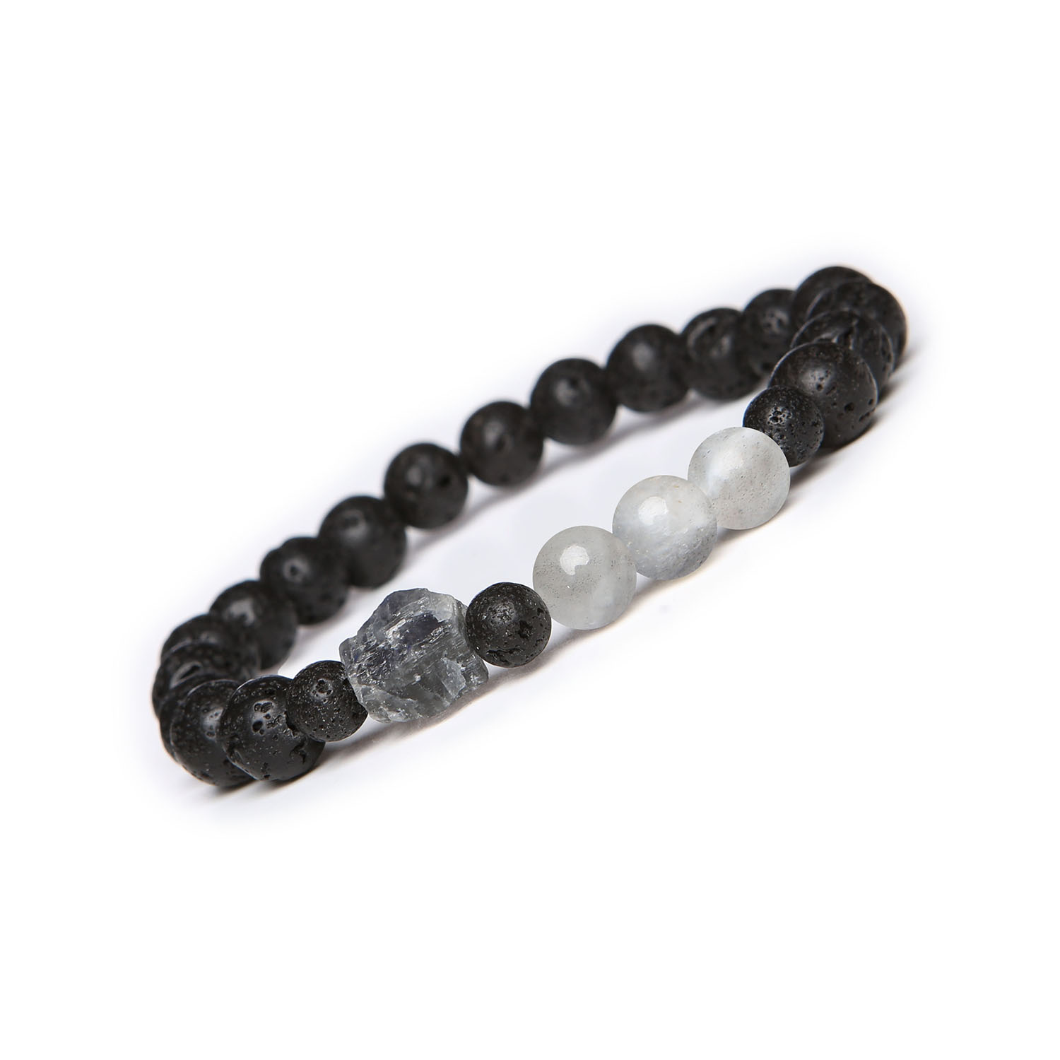 ransoletka Derdr z labradorytem i lawą wulkaniczną. Naturalne kamienie dla kobiet i mężczyzn. Idealny dodatek na każdą okazję Elegancka bransoletka Derdr z labradorytem oraz lawą wulkaniczną, stworzona z naturalnych kamieni, idealna dla obu płci.