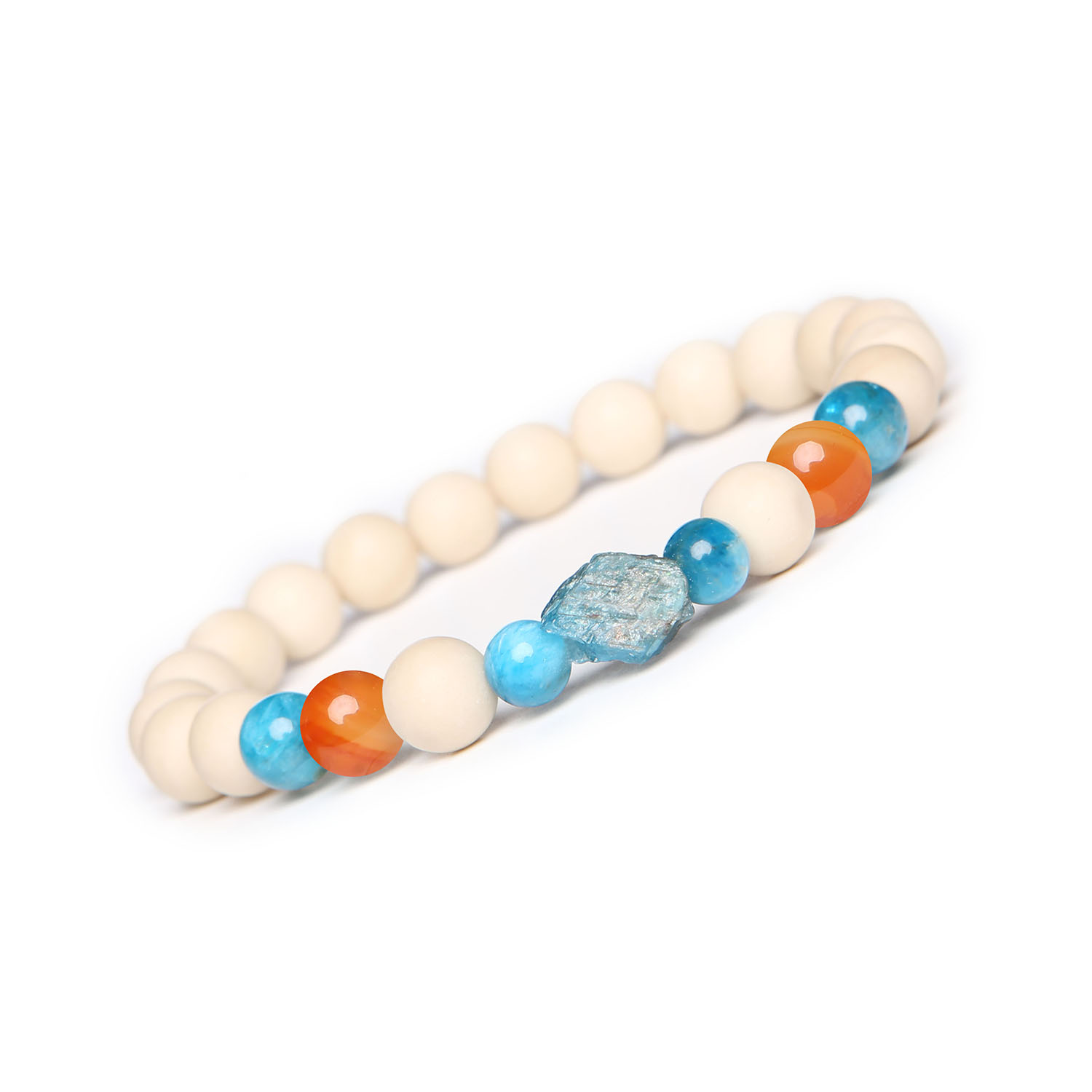 ransoletka Fair karneol, apatyt, kamień rzeczny. Damska i męska wersja. Idealny dodatek dla każdego Stylowa bransoletka z kolekcji Fair, zawierająca karneol, apatyt i kamień rzeczny, idealna dla kobiet i mężczyzn.