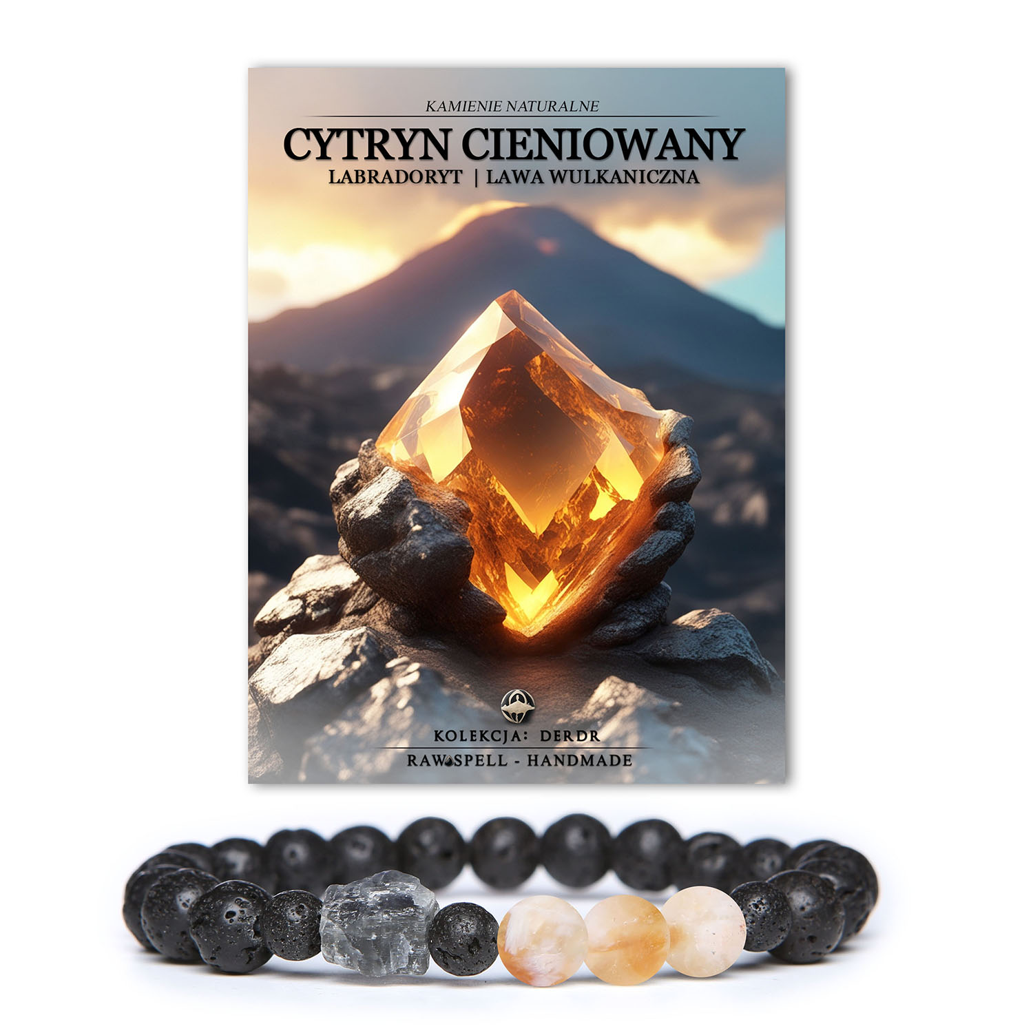 Elegancka bransoletka z kolekcji Derdr z labradorytem, cytrynem cieniowanym oraz lawą wulkaniczną - unikalne kamienie naturalne dla każdego.