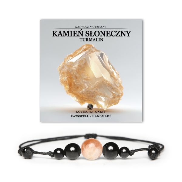 Stylowa bransoletka z kolekcji Garie, z naturalnym Kamieniem Słonecznym i Turmalinem, idealna dla kobiet i mężczyzn.