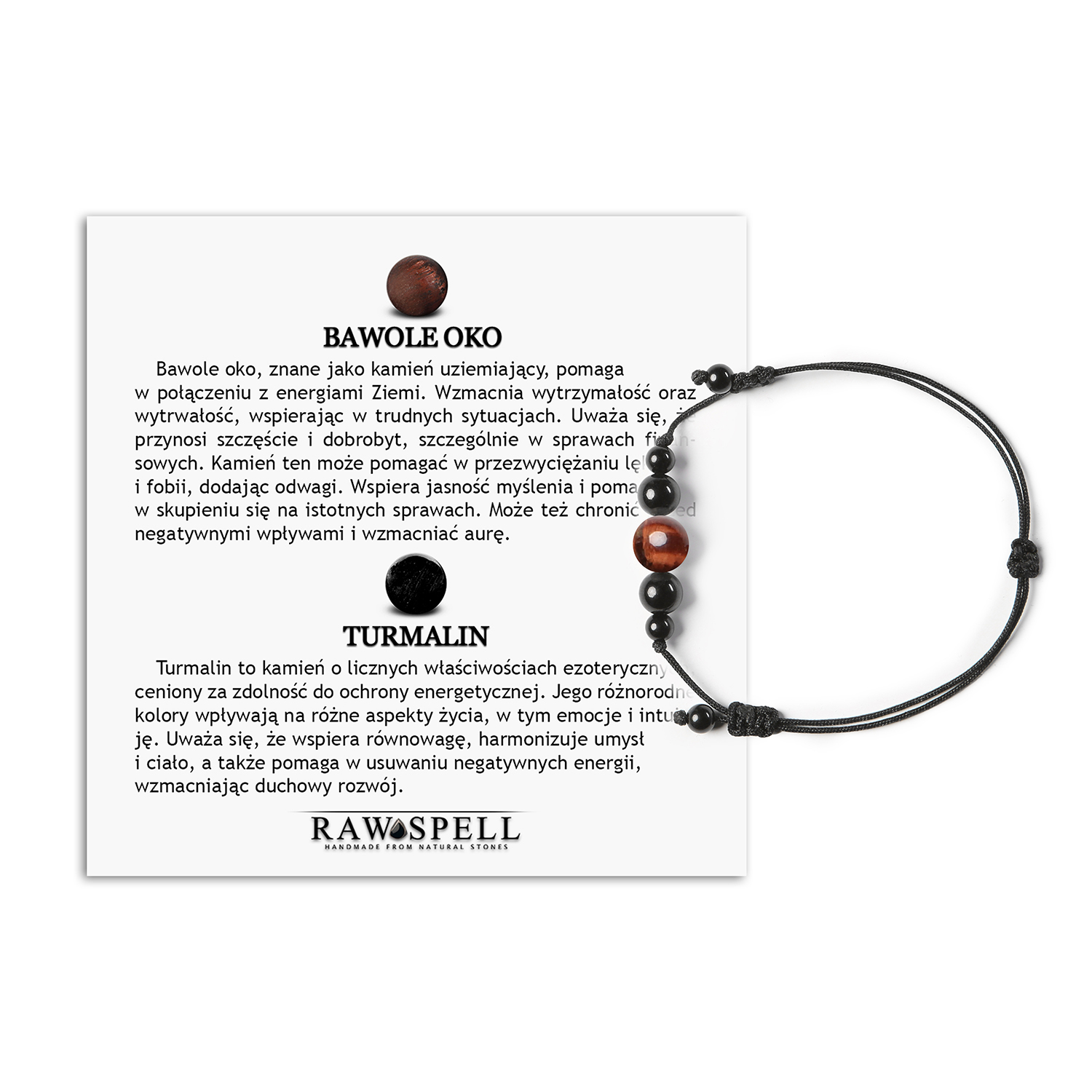 Bransoletka Garie z Bawolim Okiem i Turmalinem, idealna dla kobiet i mężczyzn Bransoletka z kolekcji Garie z Bawolego Oka i Turmalinu, dostępna dla kobiet i mężczyzn, stworzona z myślą o luksusowym wyglądzie.