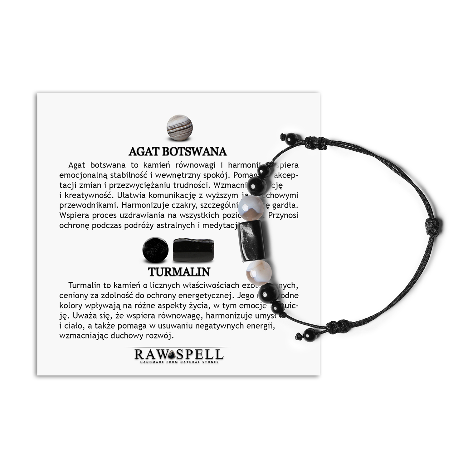 Bransoletka Inare z pięknym agatem Botswana i turmalinem - kolorowy i stylowy dodatek do Twojego stylu Bransoletka męska i damska z kolekcji Inare, wykonana z naturalnych kamieni - Agatu Botswana i Turmalinu.