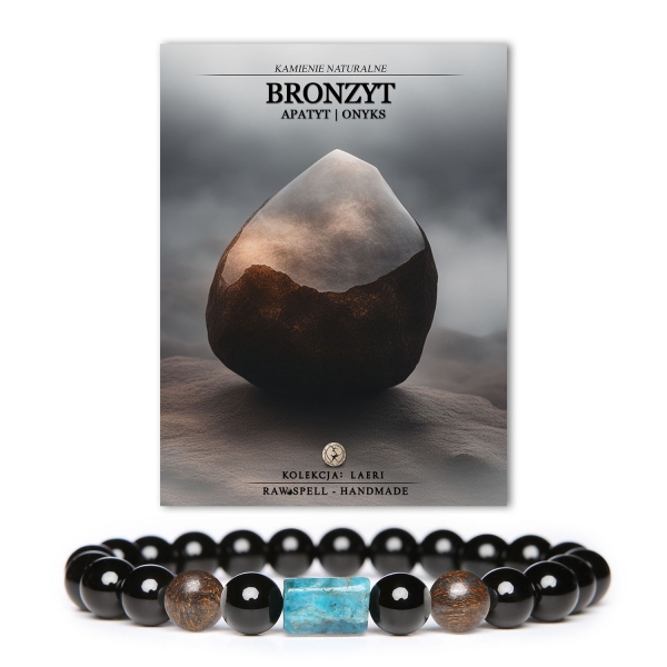 Stylowa bransoletka męska i damska z kolekcji Laeri, z bronzytem, apatytami i onyksami, podkreślająca indywidualność.