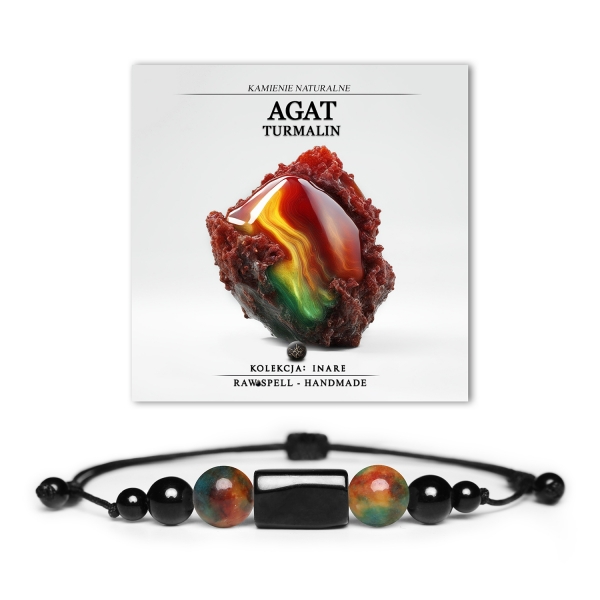 Bransoletka z kolekcji Inare wykonana z agatu i turmalinu, doskonała dla każdej płci – uniseks.