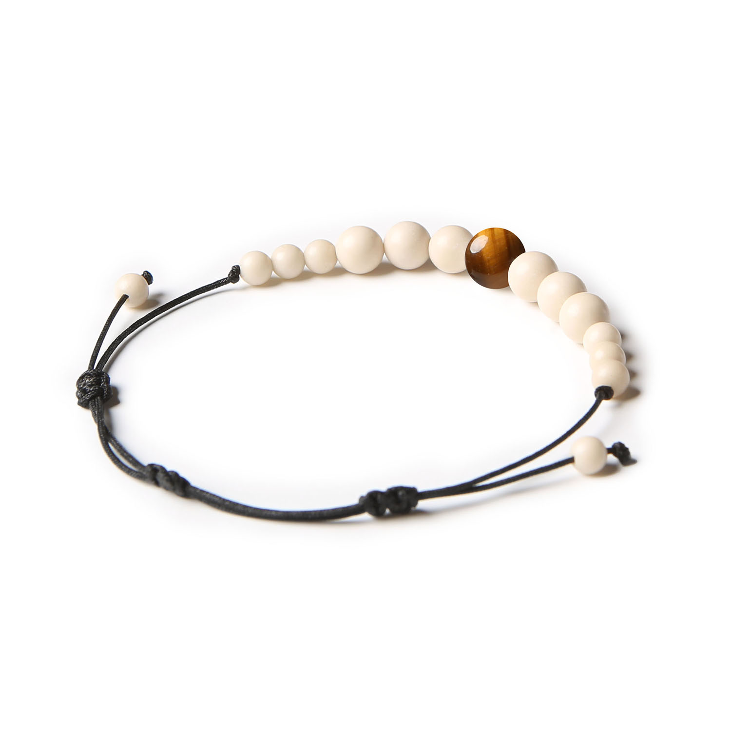 Elegancka bransoletka z kolekcji Jaue wykonana z naturalnych kamieni: Tygrysiego Oka i Kamienia Rzecznego, uniwersalna dla kobiet i mężczyzn.