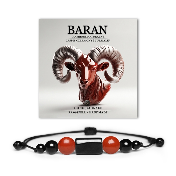 Elegancka bransoletka z Jaspisu Czerwonego i Turmalinu, stworzona z myślą o Baranie, dostępna w kolekcji Inare, idealna na każdą okazję.