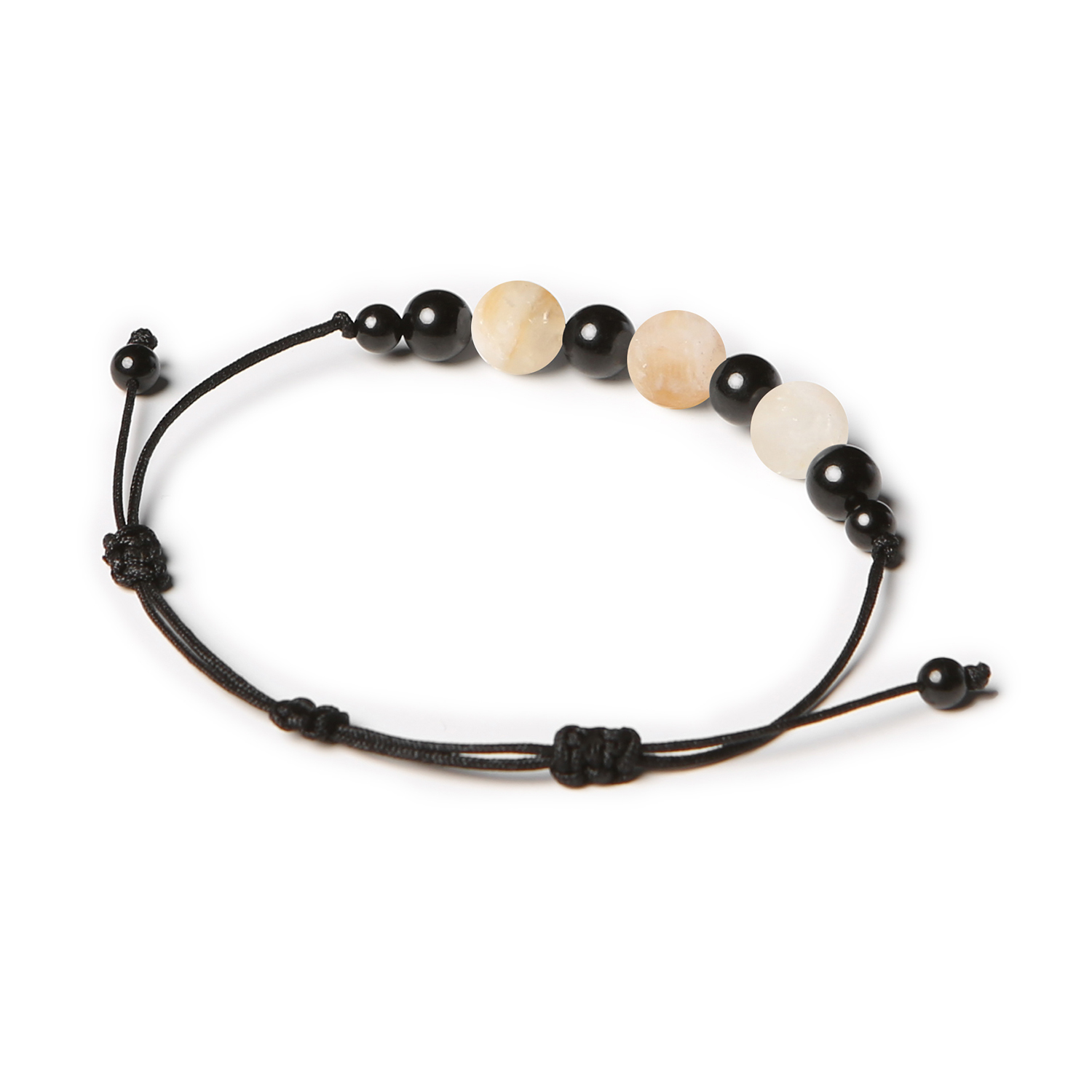 Bransoletka Haka z naturalnymi kamieniami - cytryn cieniowany i turmalin, unisex.