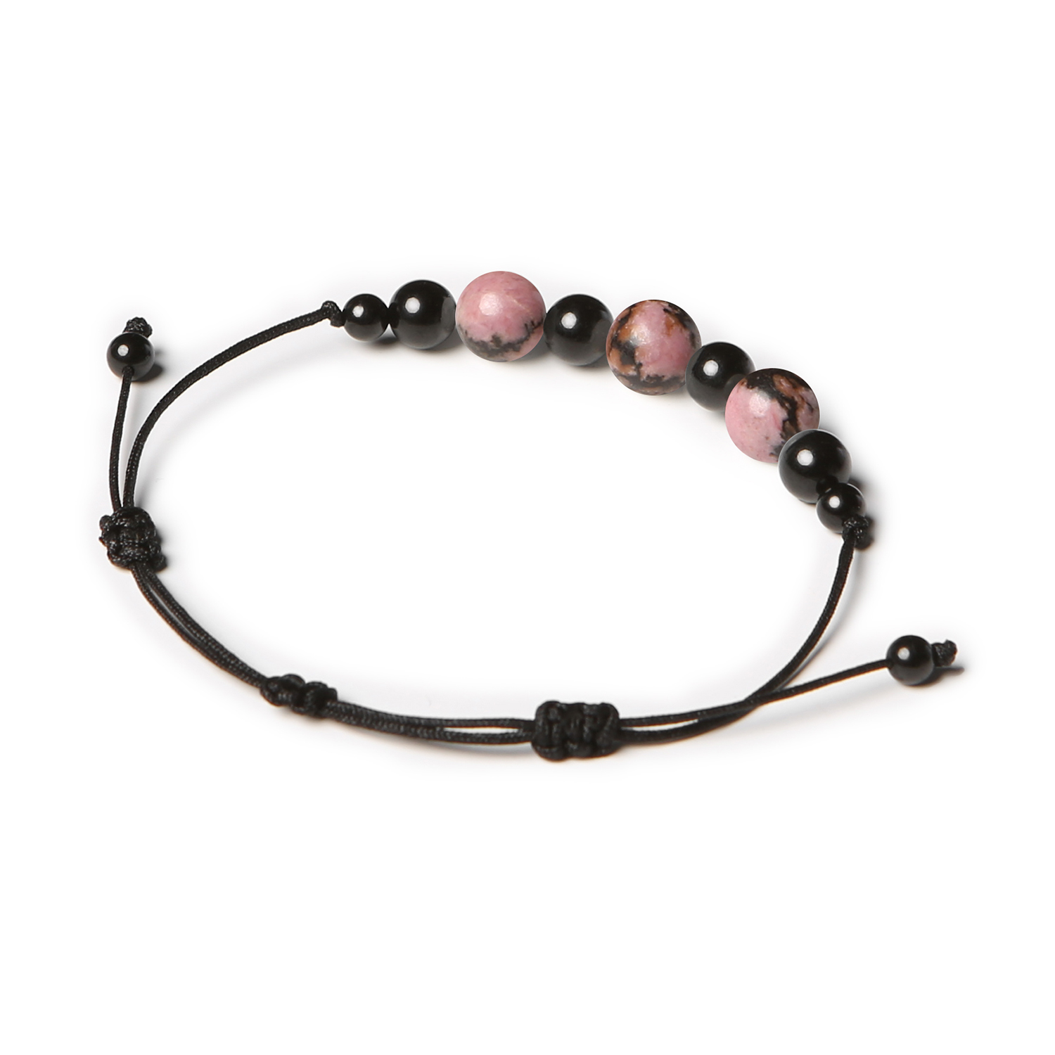 Stylowa bransoletka z kolekcji Haka, stworzona z rodonitu i turmalinu - idealny dodatek zarówno dla kobiet, jak i mężczyzn.