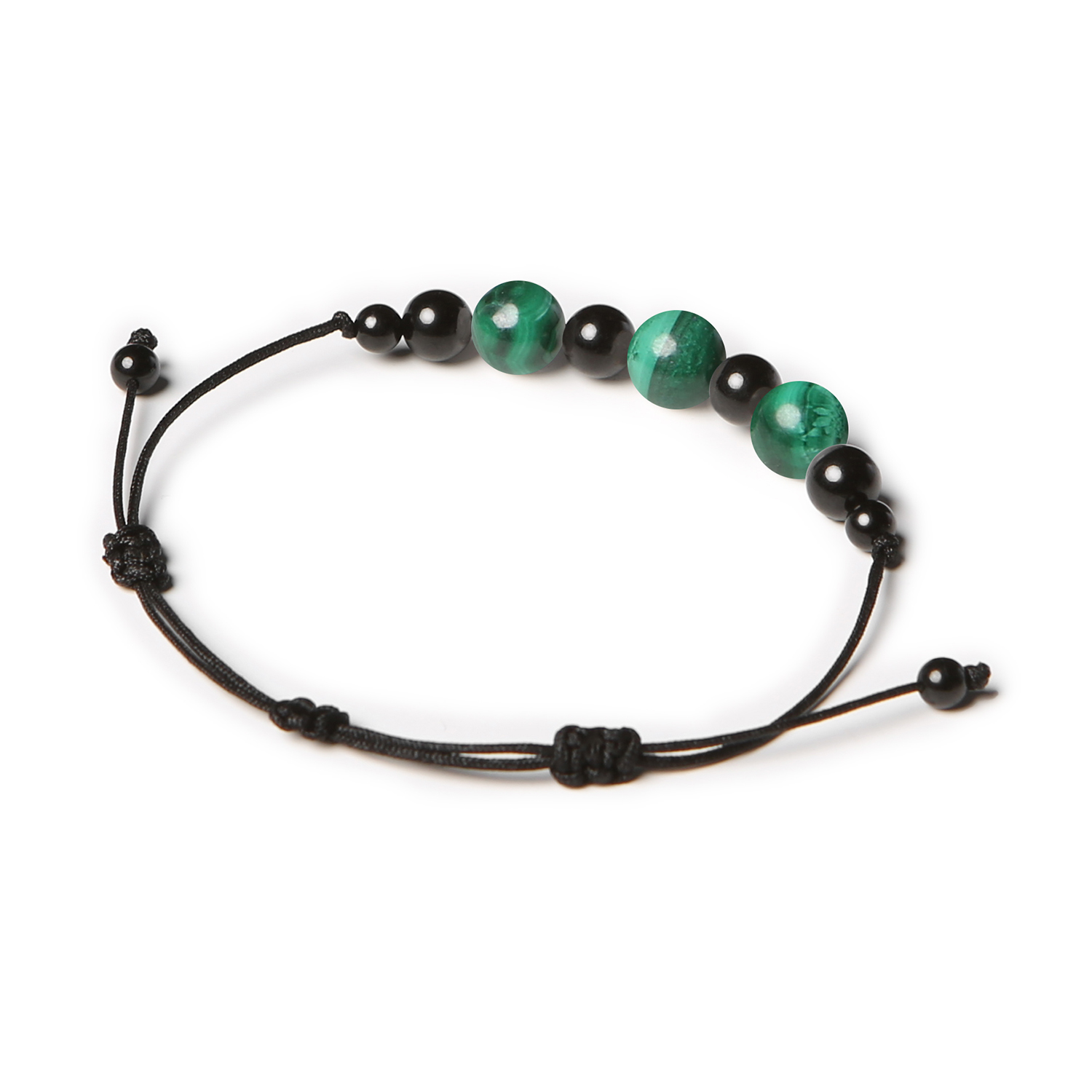 Damska i męska bransoletka z kamieniami naturalnymi: malachit i turmalin, z kolekcji Haka.