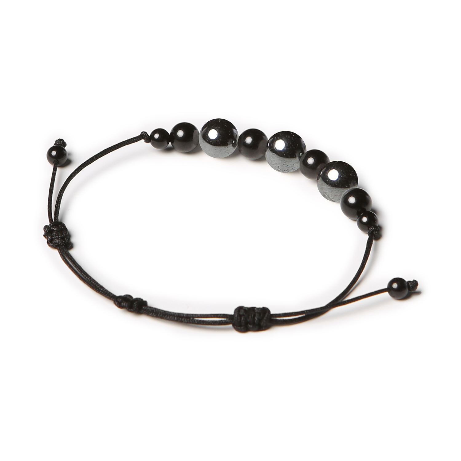 Elegancka bransoletka Haka z naturalnych kamieni: hematyt grafitowy i turmalin, uniwersalna dla kobiet i mężczyzn.