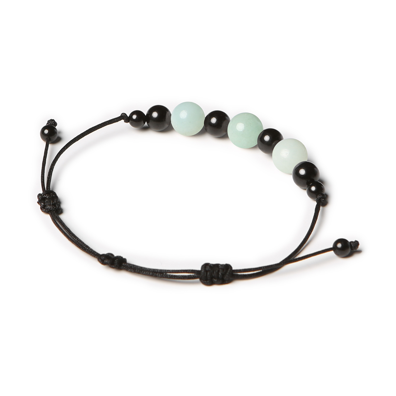 Damska i męska bransoletka Haka z naturalnych kamieni - jasny amazonit i turmalin, elegancki dodatek do każdej stylizacji.