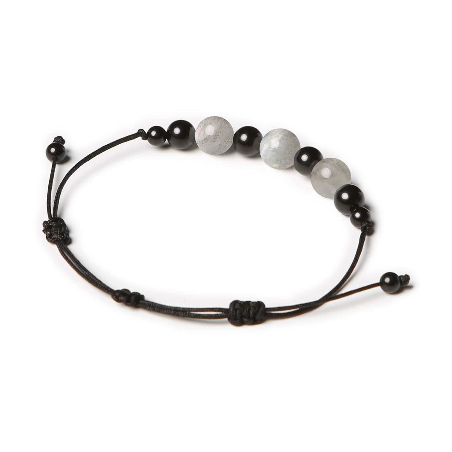 Bransoletka Haka z kamieniami naturalnymi: labradoryt i turmalin, pasująca do każdego stylu, zarówno damska, jak i męska.