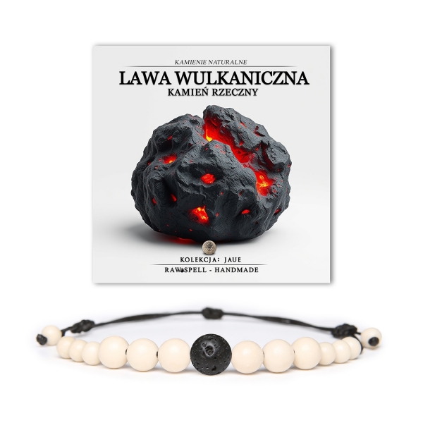 Bransoletka z naturalnych kamieni, w tym lawy wulkanicznej i kamienia rzecznego, z kolekcji Jaue, idealna dla kobiet i mężczyzn.