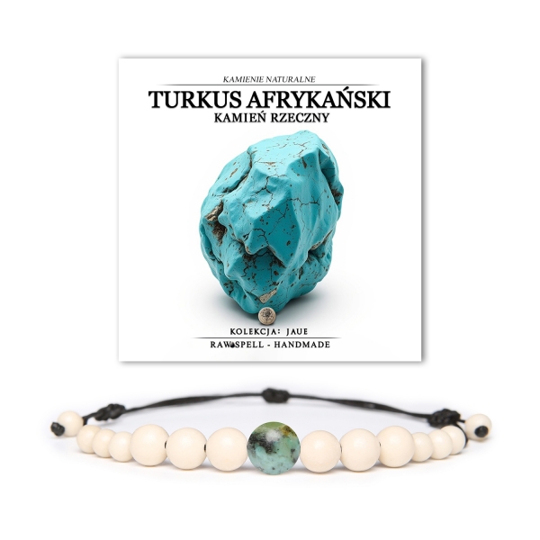 Bransoletka Jaue z turkusu afrykańskiego i kamienia rzecznego - elegancki dodatek dla kobiet i mężczyzn.