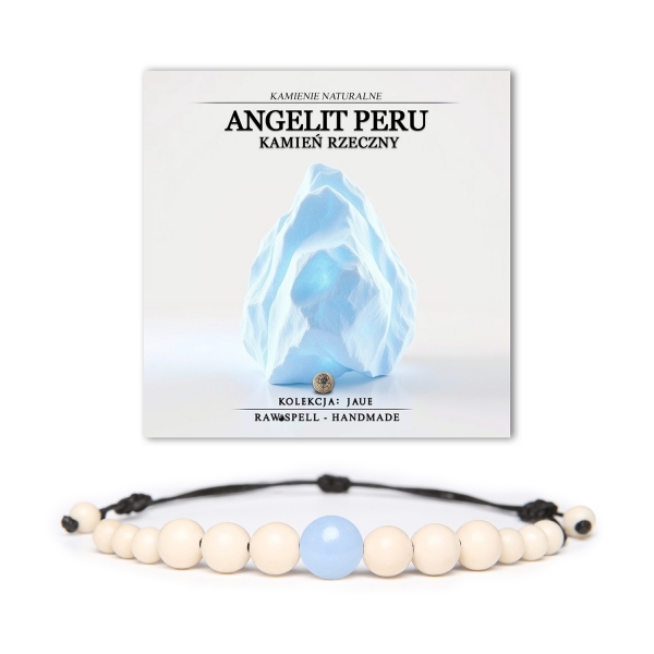 Bransoletka unisex z kolekcji Jaue, wykonana z angelitu z Peru i kamienia rzecznego, doskonała dla kobiet i mężczyzn.