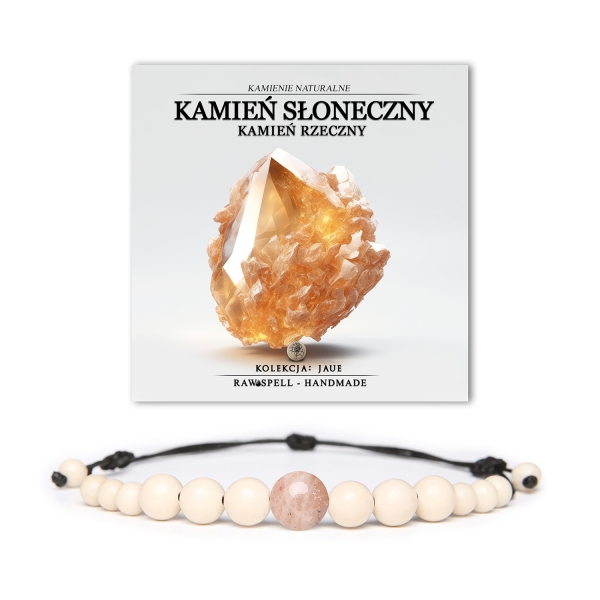 Stylowa bransoletka z kolekcji Jaue, z naturalnym kamieniem słonecznym i rzecznym, dostępna w wersji damskiej i męskiej.