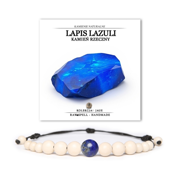 Bransoletka z kolekcji Jaue, z naturalnymi kamieniami Lapis Lazuli i kamieniem rzecznym, unisex dla kobiet i mężczyzn.