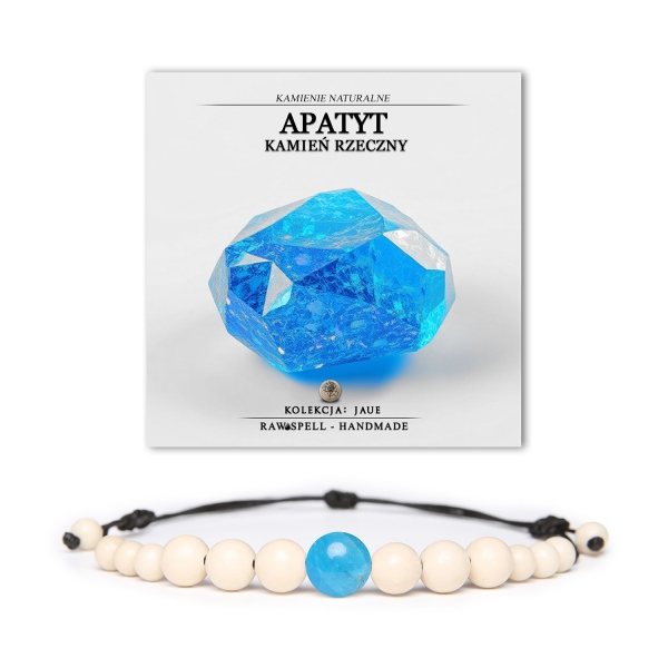 Elegancka bransoletka Jaue z apatytu i kamienia rzecznego, idealna dla kobiet i mężczyzn.