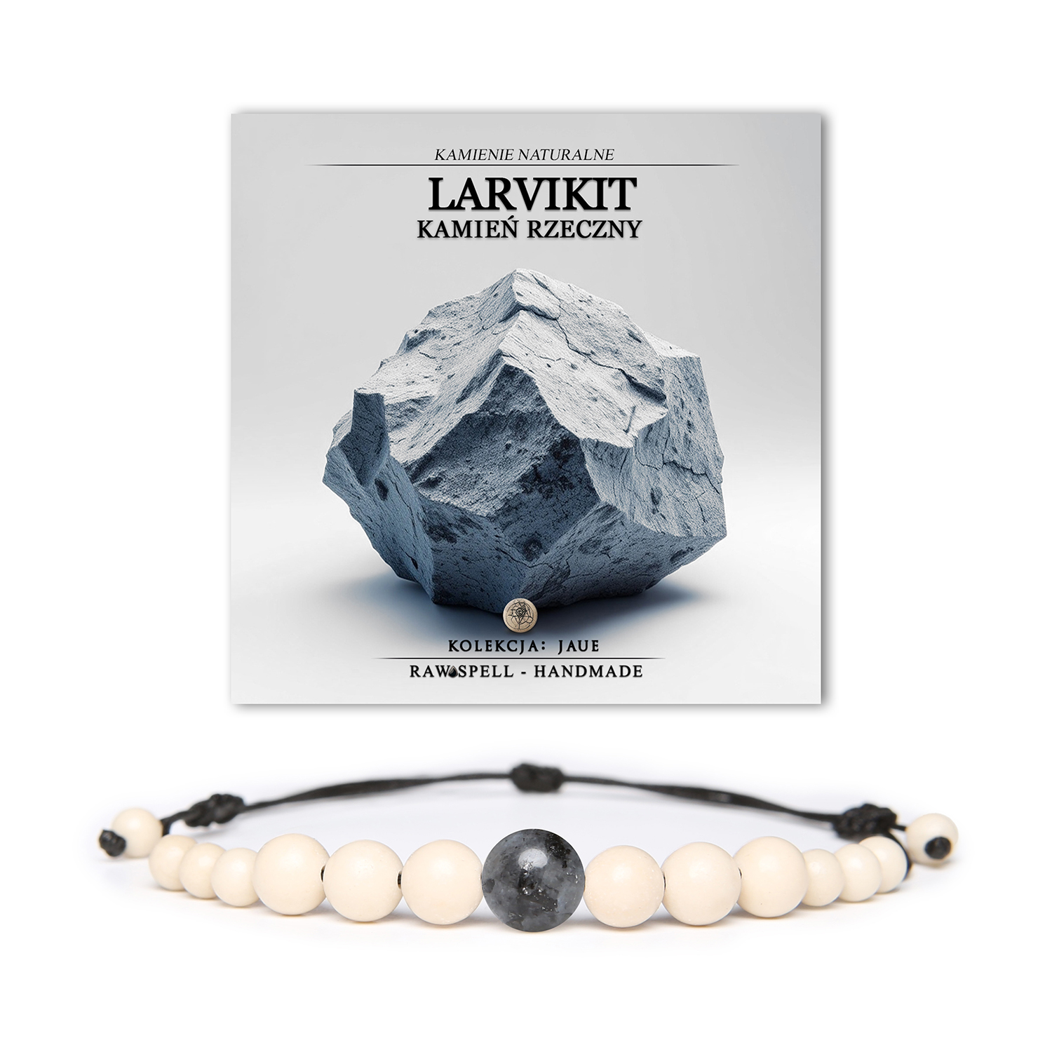 Elegancka bransoletka z naturalnymi kamieniami, w tym larvikitem i kamieniem rzecznym, unisex, z kolekcji Jaue.