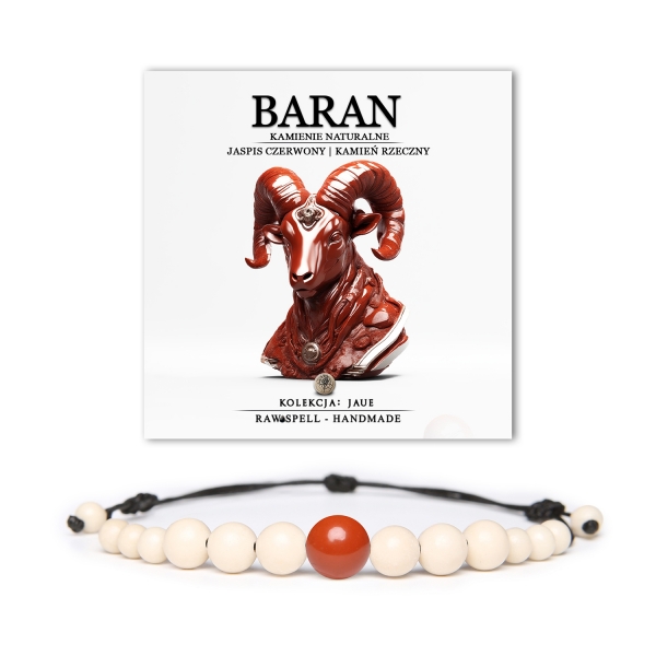 Odkryj bransoletkę z czerwonym jaspisem i kamieniem rzecznym z kolekcji Jaue, idealną dla zodiakalnego Barana. Styl dla każdego.