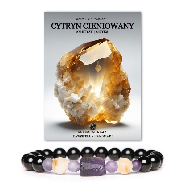 Damska i Męska bransoletka na sznurku z kolekcji Kema Cytryn Cieniowany, Ametyst, Onyks