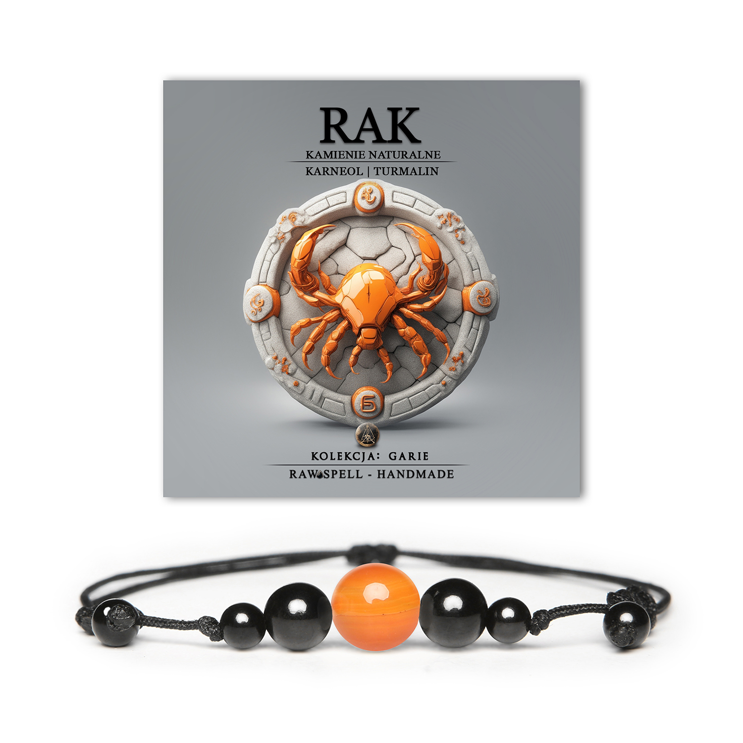 Stylowa bransoletka z kamieni naturalnych, łącząca karneol i turmalin, dedykowana dla kobiet i mężczyzn urodzonych pod znakiem Raka.