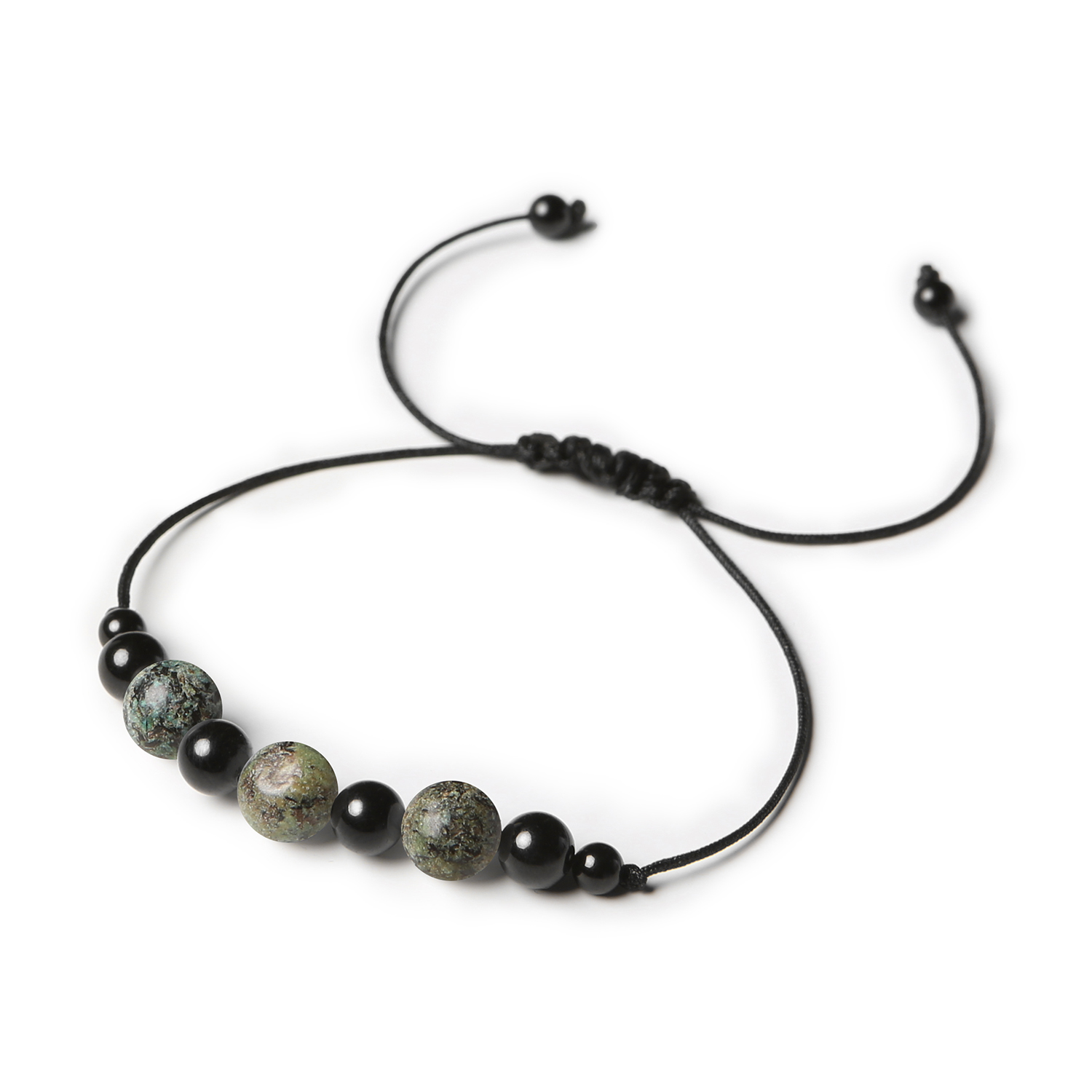 Damska i męska bransoletka Haka z Turkusem Afrykańskim i Turmalinem Stylowa bransoletka Haka wykonana z naturalnych kamieni, w tym turkusu afrykańskiego i turmalinu, idealna dla kobiet i mężczyzn.