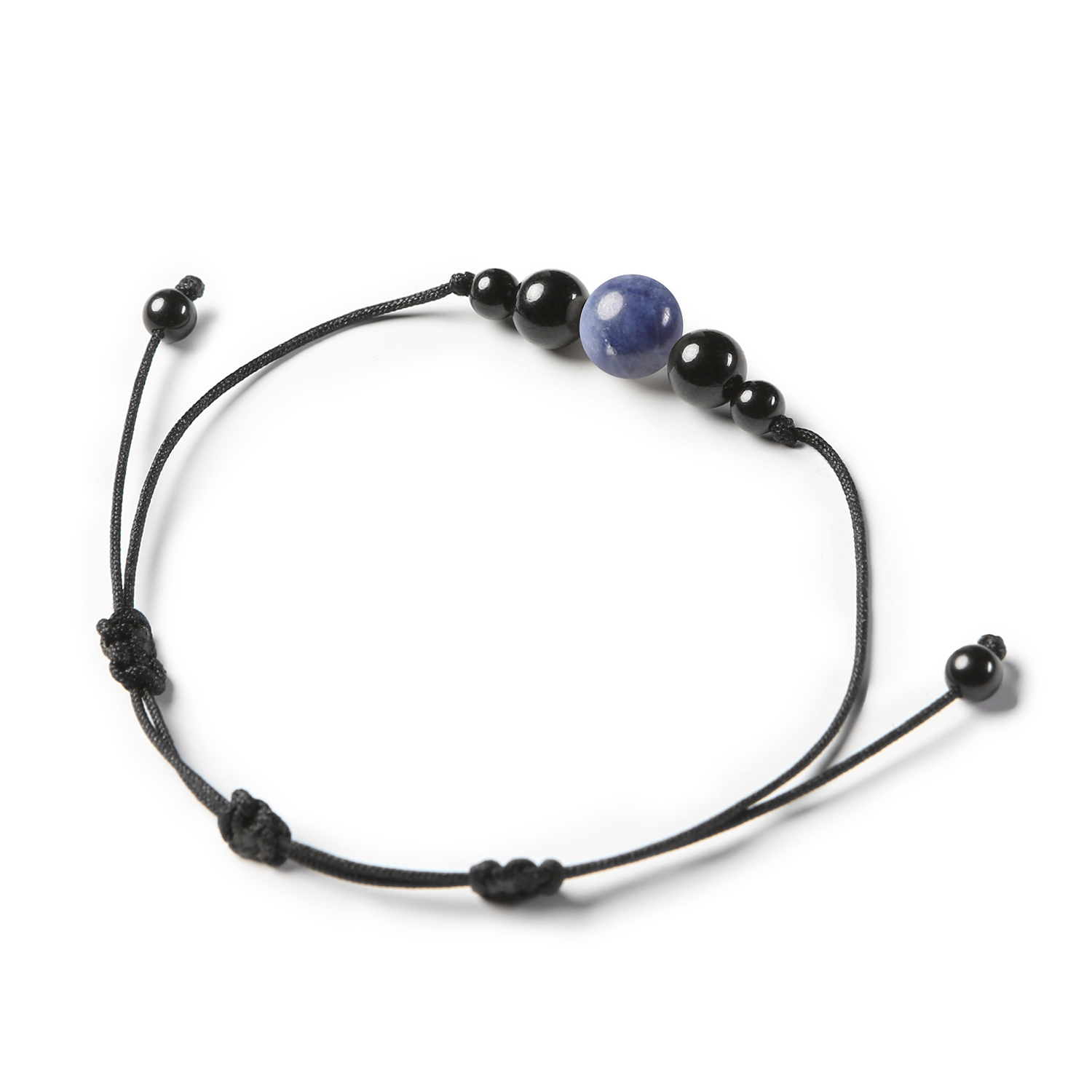 Bransoletka z kamieni naturalnych – sodalit i turmalin w kolekcji Garie, dostępna dla obu płci.