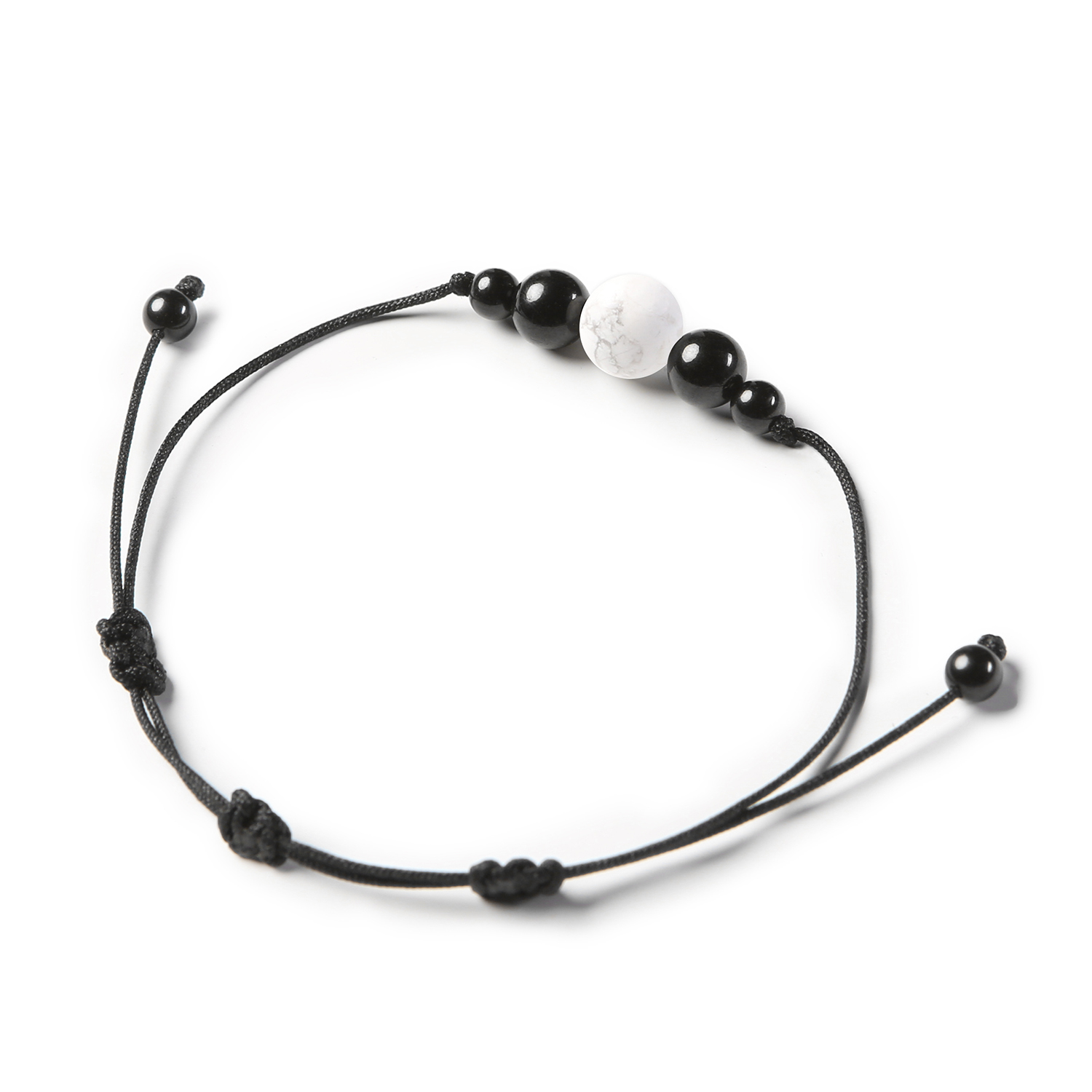 Bransoletka Garie z naturalnymi kamieniami howlit i turmalin, elegancka biżuteria dla każdej płci.