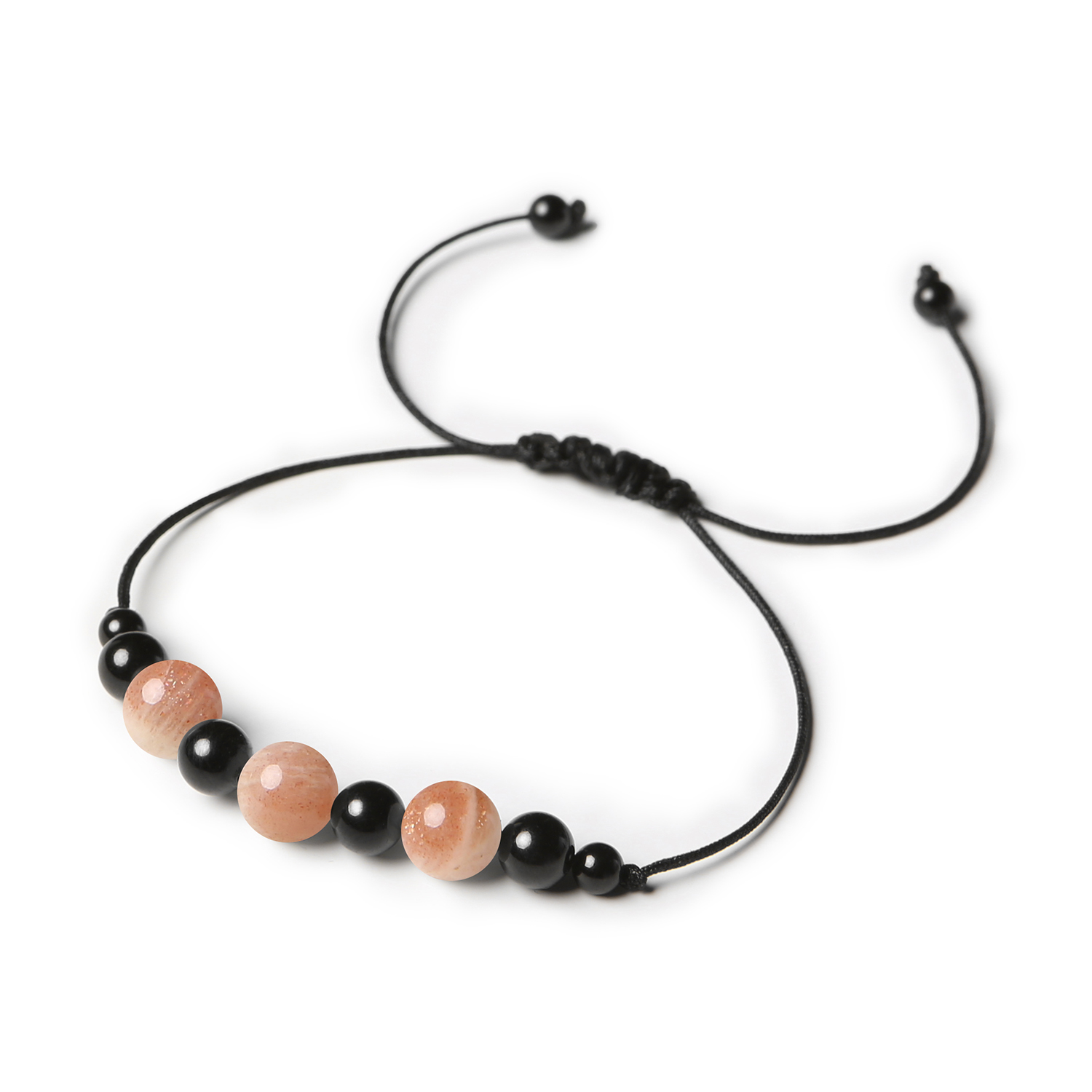 Damska i męska bransoletka na sznurku Haka z Kamieniem Słonecznym i Turmalinem Elegancka bransoletka z naturalnych kamieni słonecznego i turmalinu, kolekcja Haka, doskonała dla dam i panów.