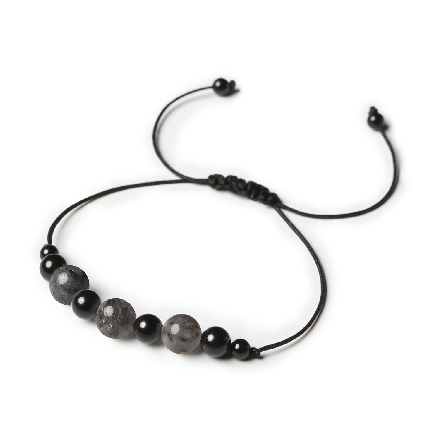 Damska i męska bransoletka na sznurku Haka z larvikitem i turmalinem Elegancka bransoletka z kolekcji Haka, zlarwi z naturalnych kamieni larvikit i turmalin, dla kobiet i mężczyzn.