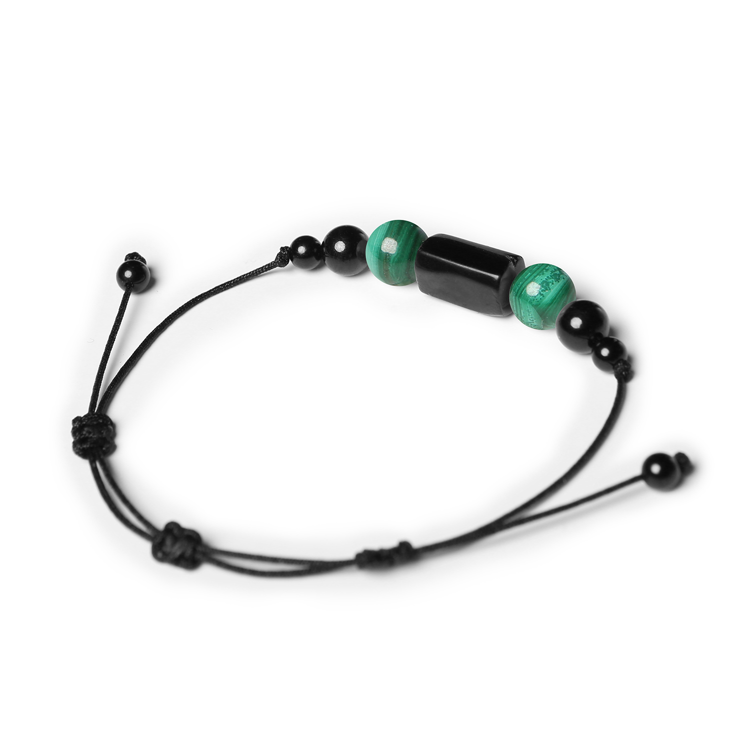 Stylowa bransoletka Inare z malachitem i turmalinem, idealna dla kobiet i mężczyzn, wykonana z naturalnych kamieni.