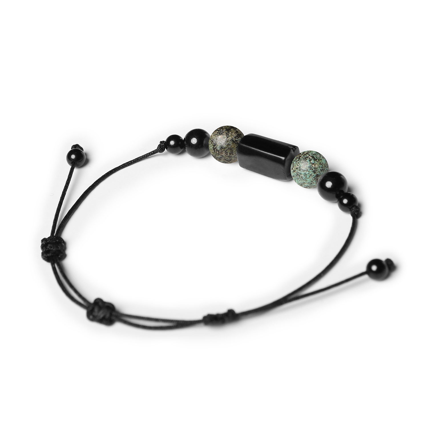 Stylowa bransoletka Inare z kamieniami Turkus Afrykański i Turmalin, uniseks - idealna dla każdej płci.