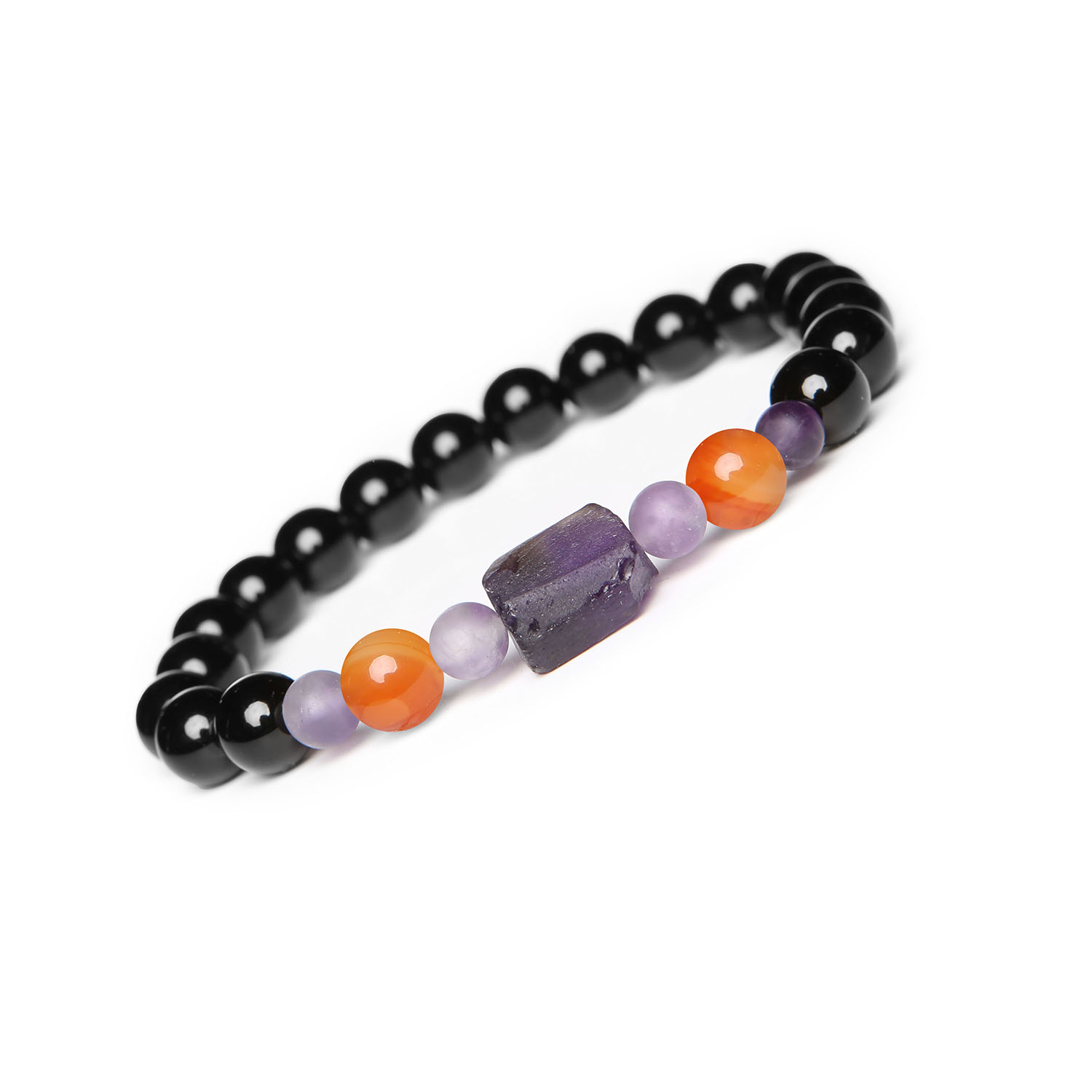 Damska i męska bransoletka na sznurku Kema - Karneol, Ametyst, Onyks Bransoletka z kolekcji Kema - naturalne kamienie karneolu, ametystu i onyksu, idealna dla kobiet i mężczyzn.