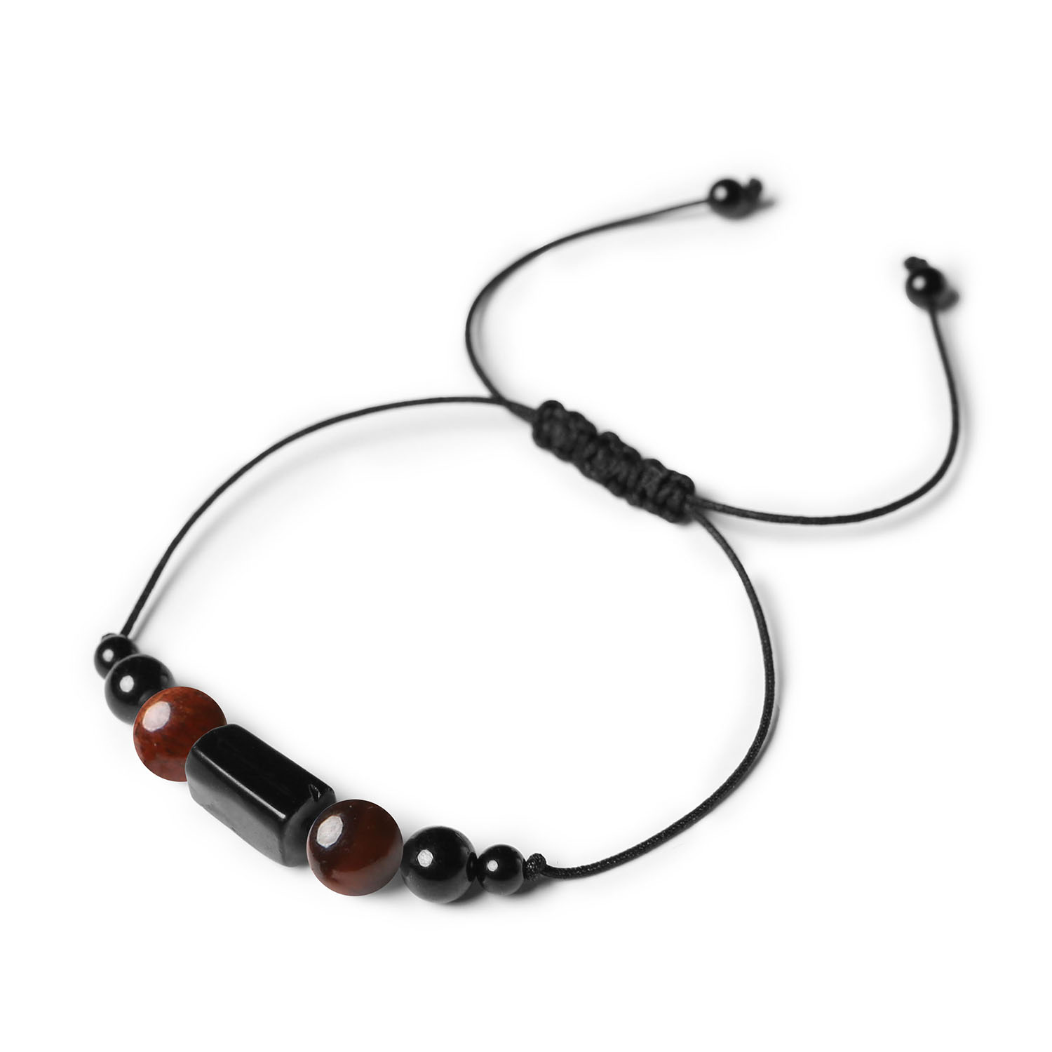 Damska i męska bransoletka na sznurku z Bawolim Okiem i Turmalinem w kolekcji Inare Stylowa bransoletka Inare z bawolim okiem i turmalinem, dostępna w wersji damskiej i męskiej.