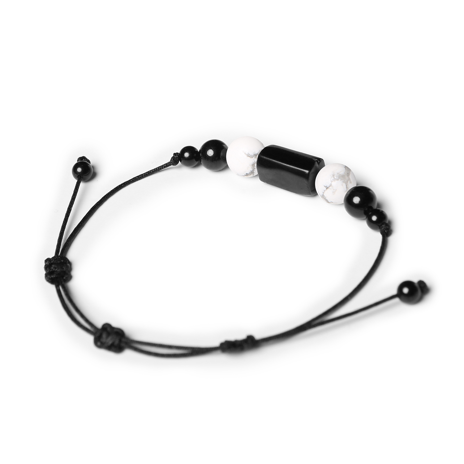 Stylowa bransoletka męska i damska z kolekcji Inare, wykonana z kamieni naturalnych - Howlit i Turmalin.