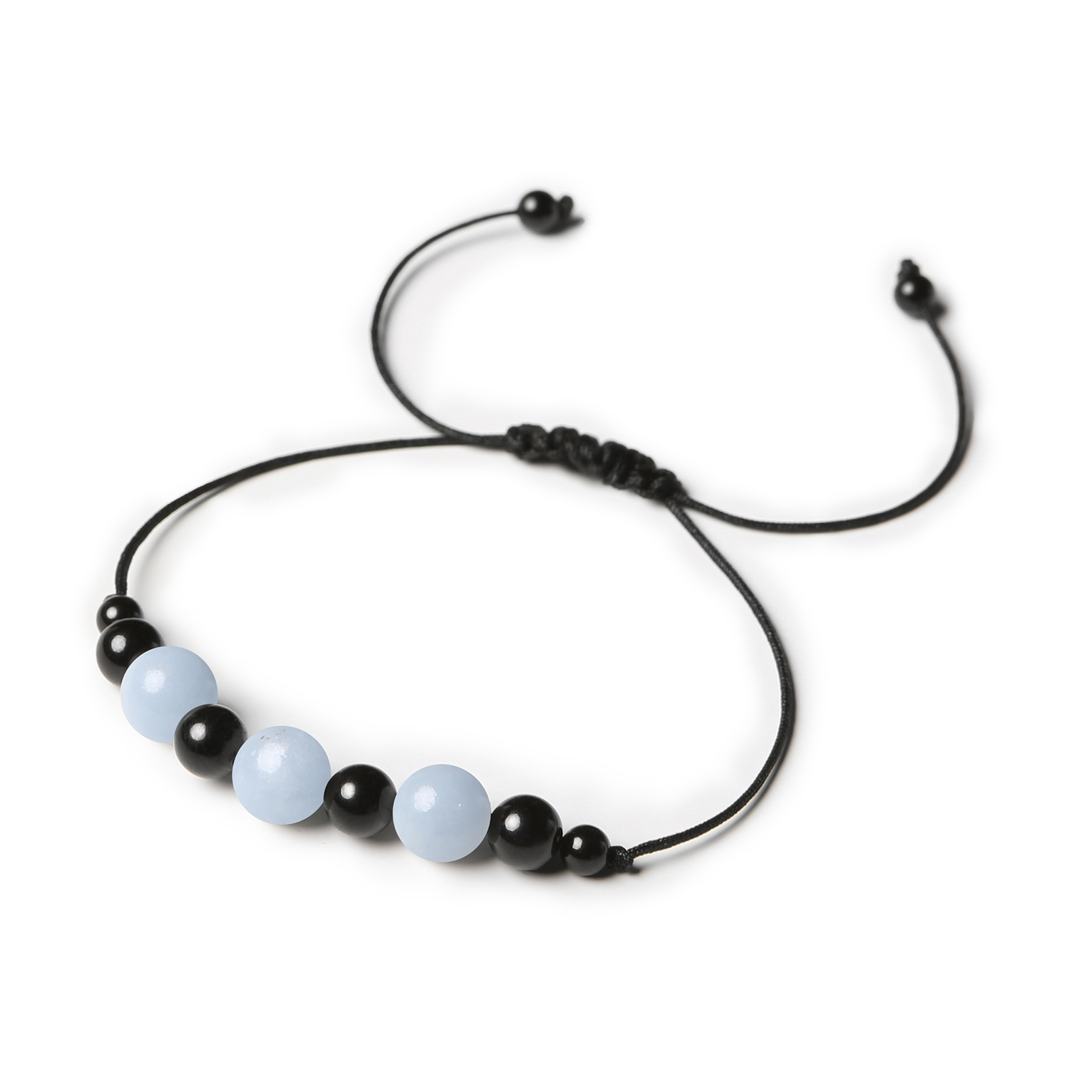 Damska i męska bransoletka na sznurku z angelitem z Peru oraz turmalinem z kolekcji Haka Stylowa bransoletka z kolekcji Haka, wykonana z naturalnego angelitu z Peru i turmalinu – doskonały dodatek zarówno dla kobiet, jak i mężczyzn.