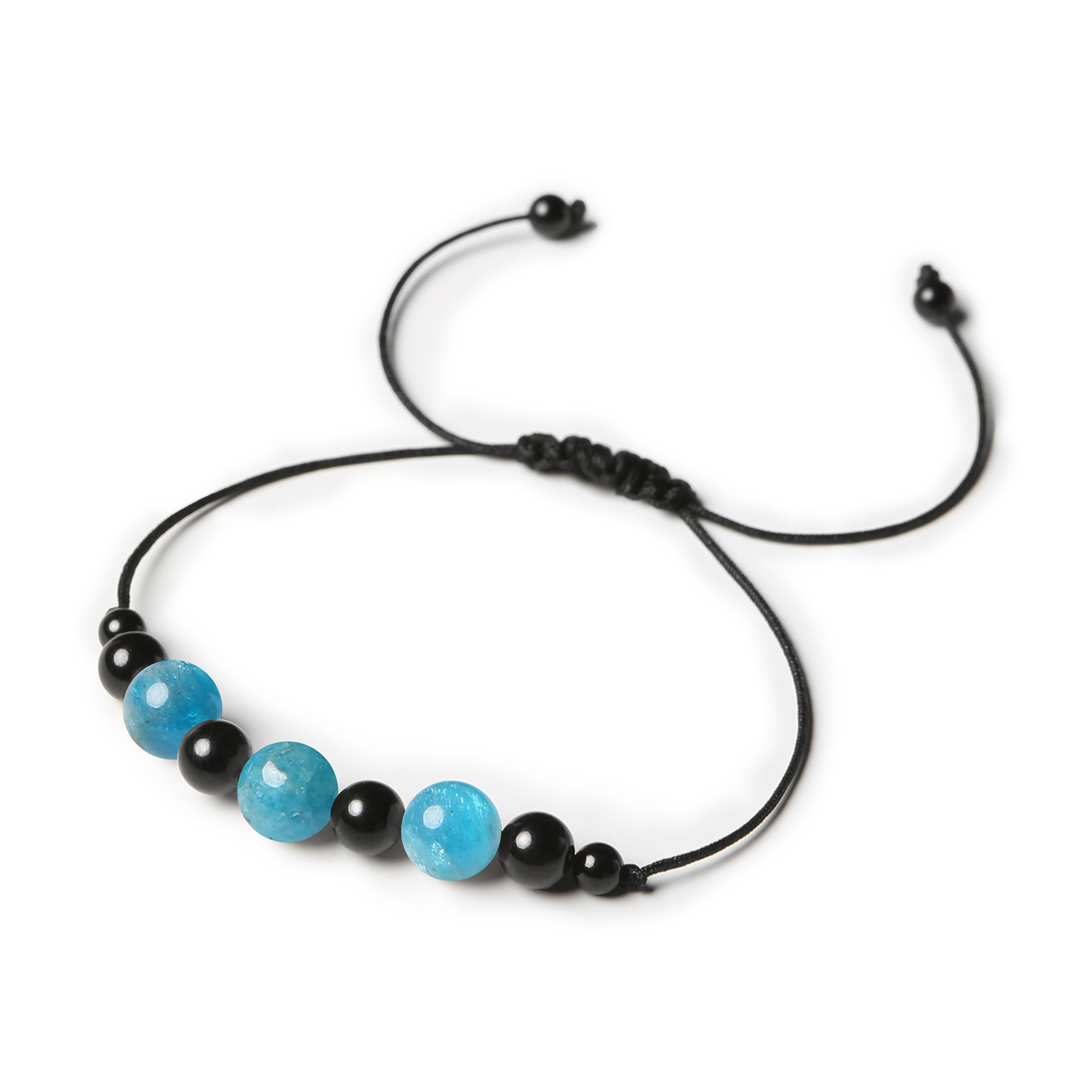 Damska i męska bransoletka na sznurku z kolekcji Haka, wykonana z apatytu i turmalinu Damska i męska bransoletka Haka z naturalnymi kamieniami apatytu oraz turmalinu.