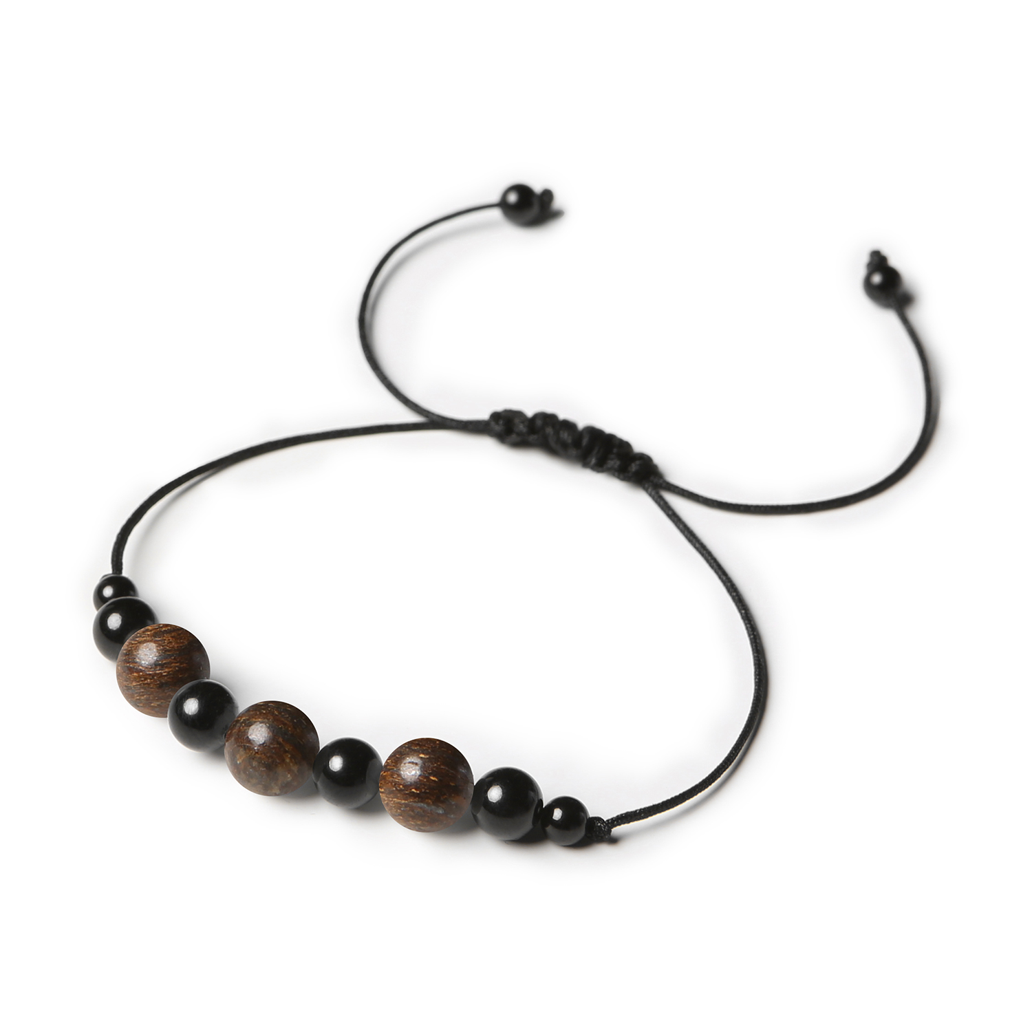 Damska i męska bransoletka na sznurku z kolekcji Haka, zdobiona bronzytem i turmalinem Stylowa bransoletka Haka z bronzytem oraz turmalinem, idealna dla dam i panów.