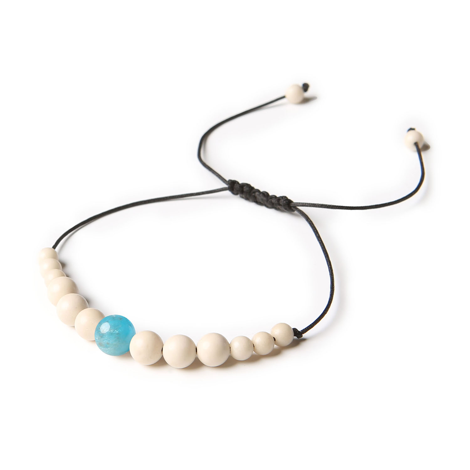 Damska i męska bransoletka na sznurku z kolekcji Jaue z kamieniami apatytu i rzecznymi Stylowa bransoletka z kolekcji Jaue, wykonana z naturalnych kamieni: apatytu oraz kamienia rzecznego, unisex.