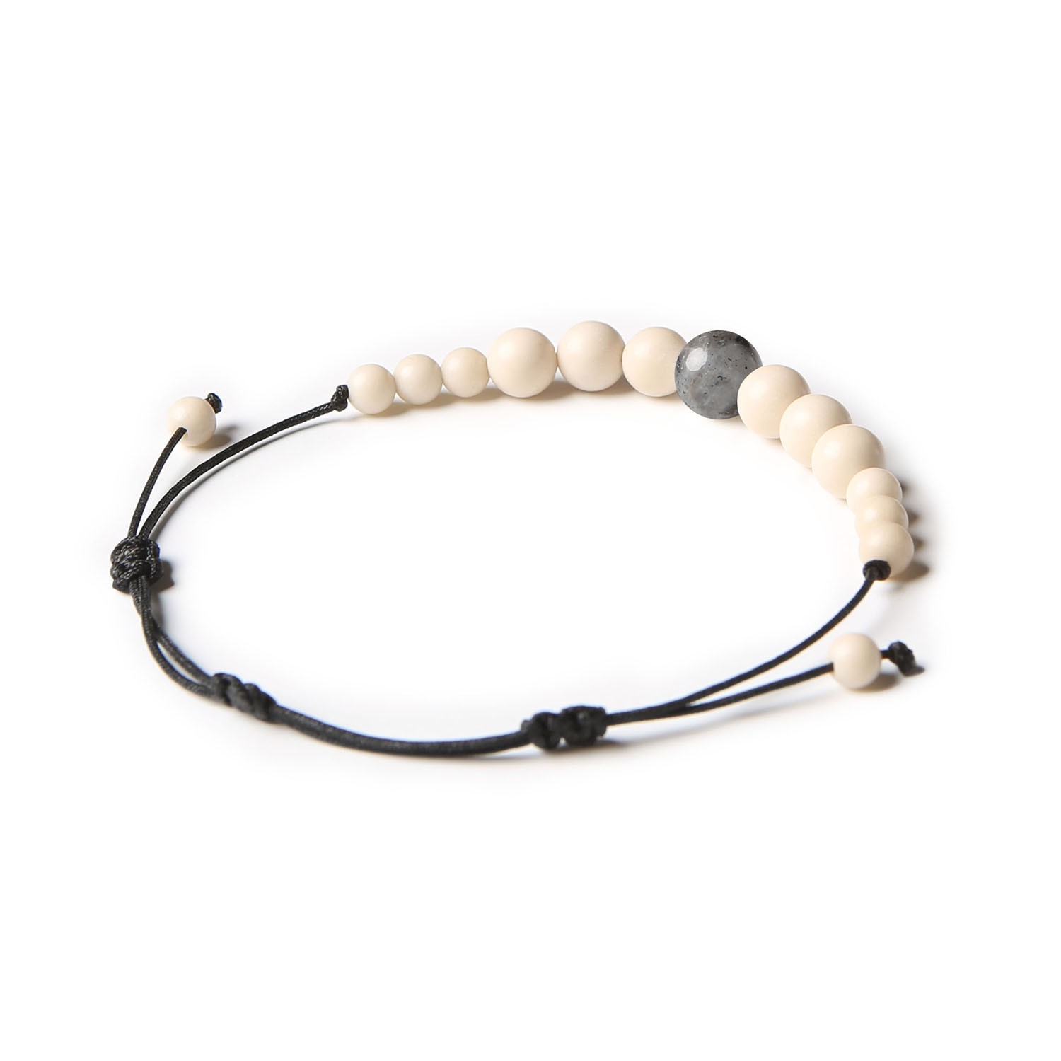 Stylowa bransoletka Jaue z larvikitem i kamieniem rzecznym, idealna na prezent dla kobiet i mężczyzn.