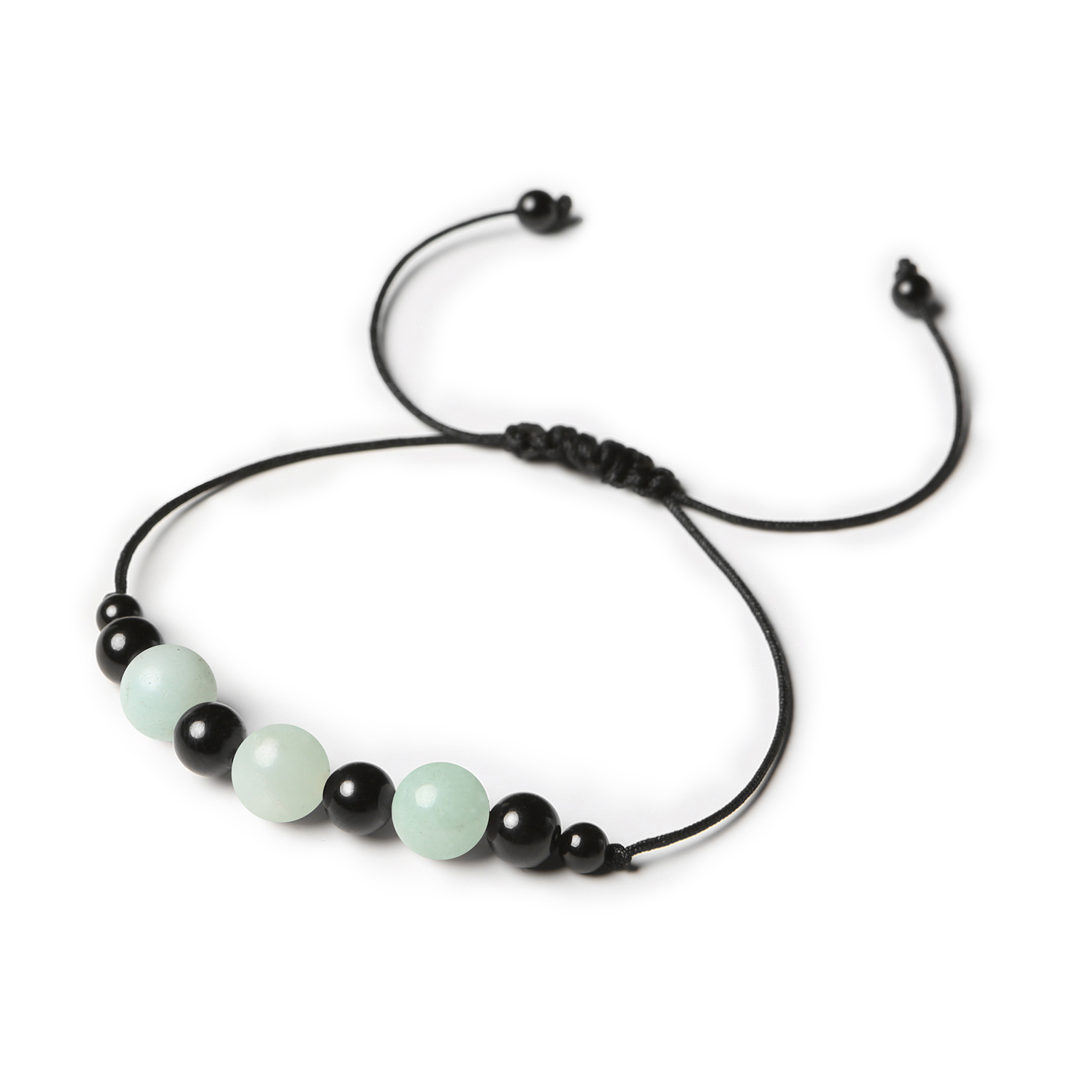 Damska i męska bransoletka z kolekcji Haka, amazonit jasny i turmalin na sznurku Bransoletka Haka z jasnym amazonitem i turmalinem, idealna dla kobiet i mężczyzn, z naturalnych kamieni.