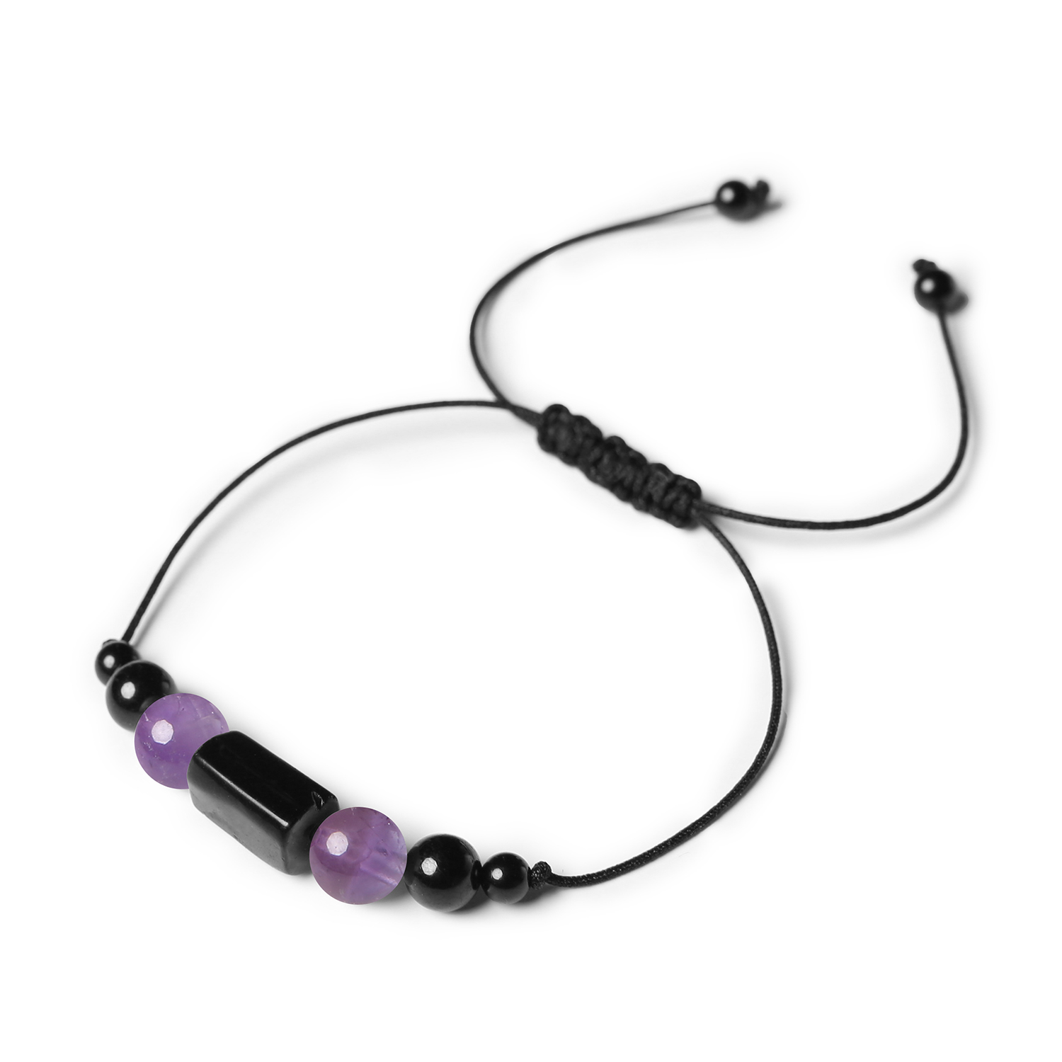 Damska i męska bransoletka z kolekcji Inare, wykonana z ametystu i turmalinu Unikalna bransoletka Inare z kamieniami ametystu i turmalinu, doskonała dla osób poszukujących biżuterii zarówno damskiej, jak i męskiej.