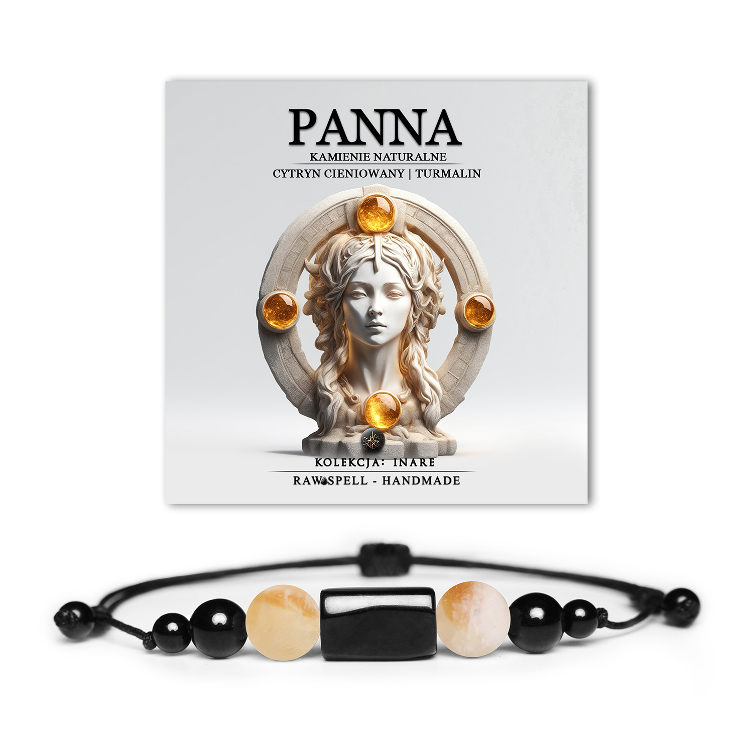 Bransoletka na sznurku dla Panny z cytrynem cieniowanym i turmalinem. Idealny dodatek! Sprawdź kolekcję Inare.