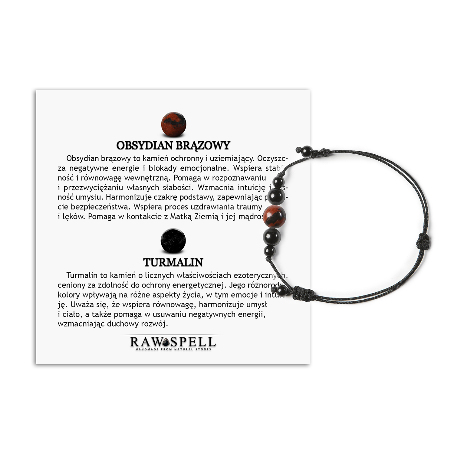 Elegancka bransoletka Garie z brązowym obsydianem i turmalinem, idealna dla kobiet i mężczyzn Bransoletka Garie z naturalnymi kamieniami: brązowy obsydian i turmalin, uniwersalny dodatek dla kobiet i mężczyzn.