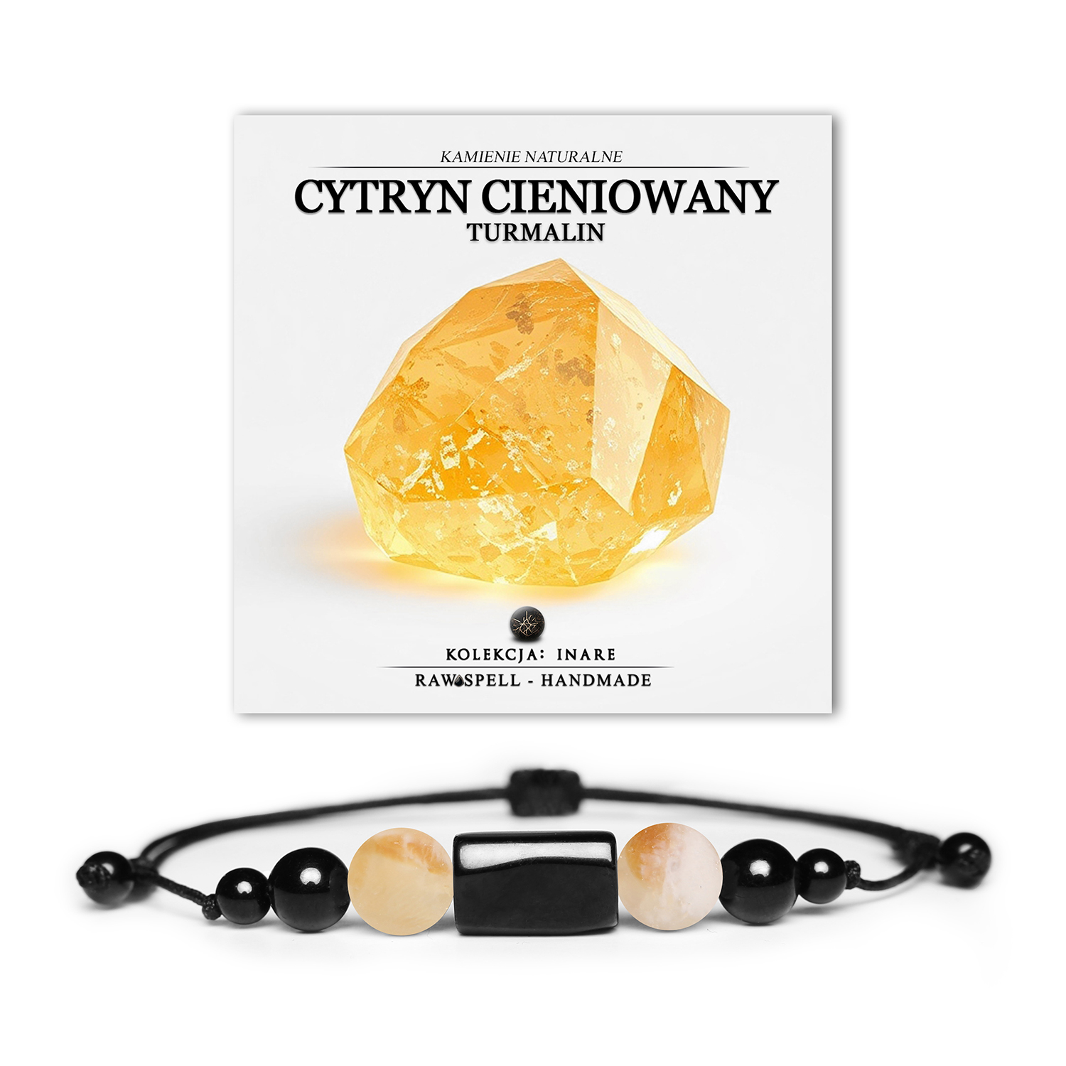 Elegancka bransoletka z kamieni naturalnych – cytryn cieniowany i turmalin, dostępna w kolekcji Inare, w wersji unisex.