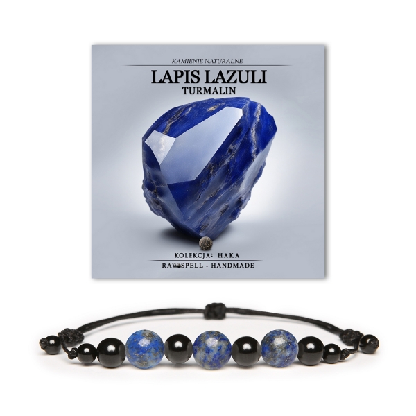 Bransoletka z kolekcji Haka z Lapis Lazuli i Turmalinem, idealna zarówno dla kobiet, jak i mężczyzn.
