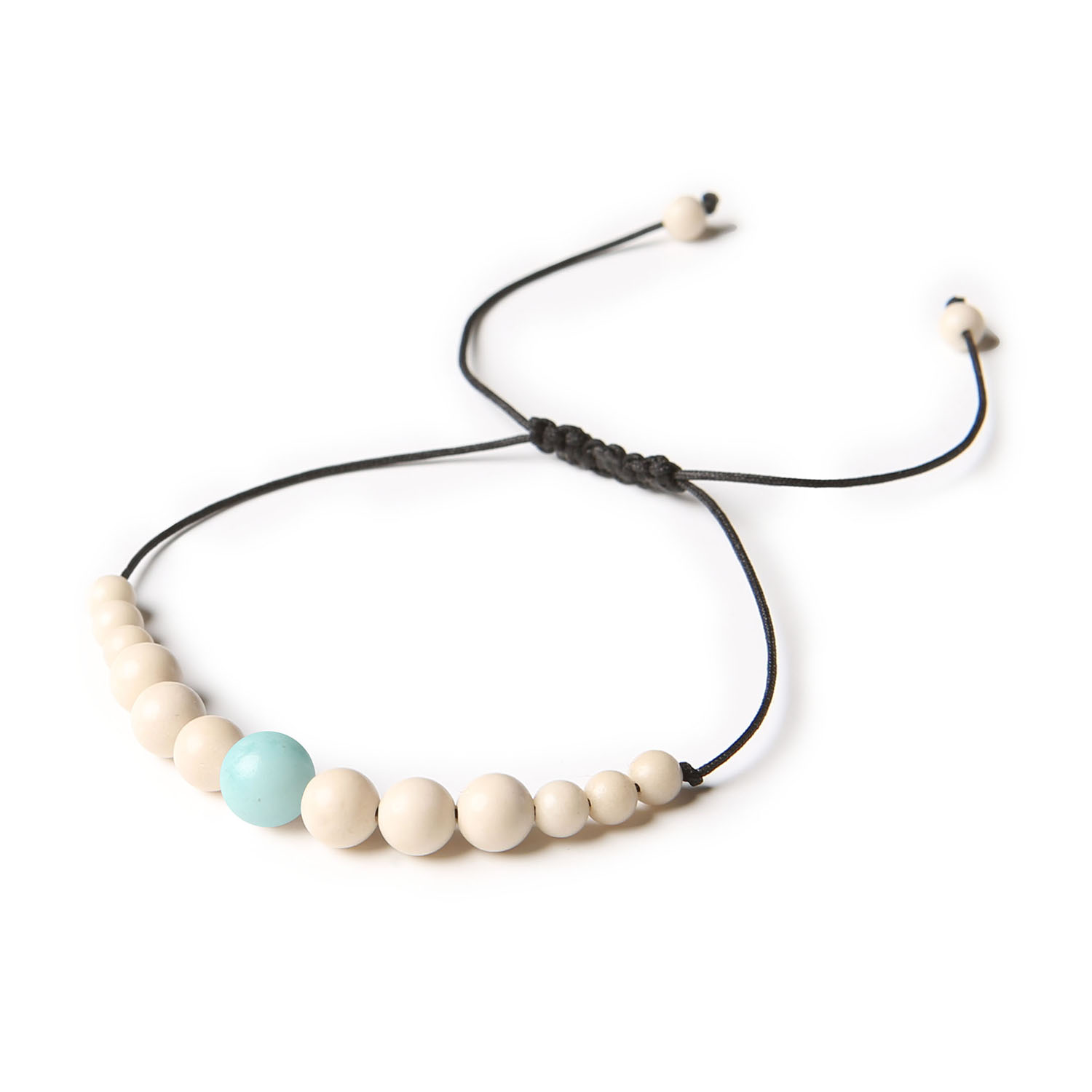 Elegancka bransoletka na sznurku z kolekcji Jaue, stworzona z jasnego amazonitu i kamienia rzecznego dla każdego Bransoletka męska i damska z kolekcji Jaue, wykonana z naturalnych kamieni, w tym jasnego amazonitu i kamienia rzecznego.